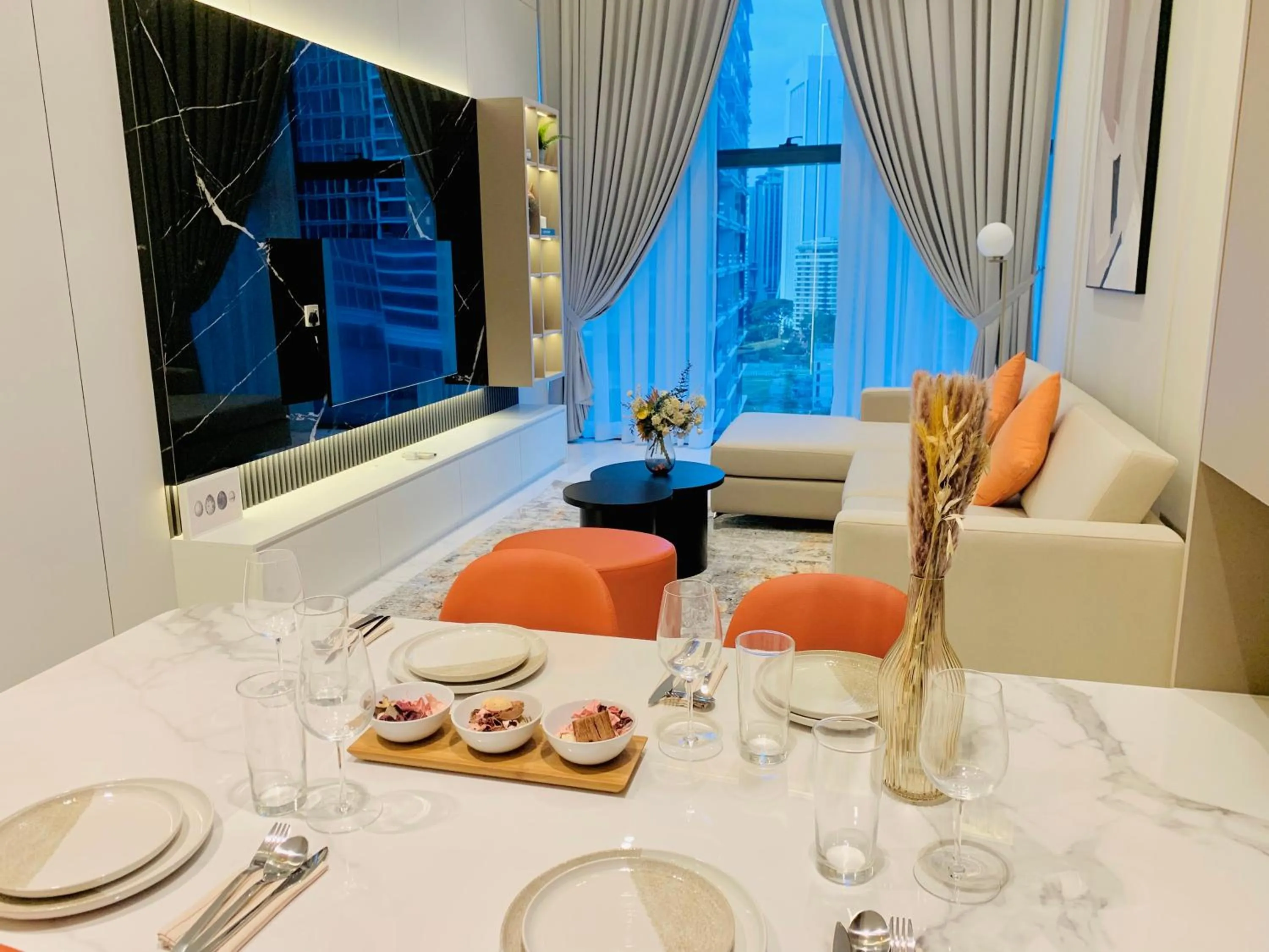 Living room in Eaton Residences By Luna