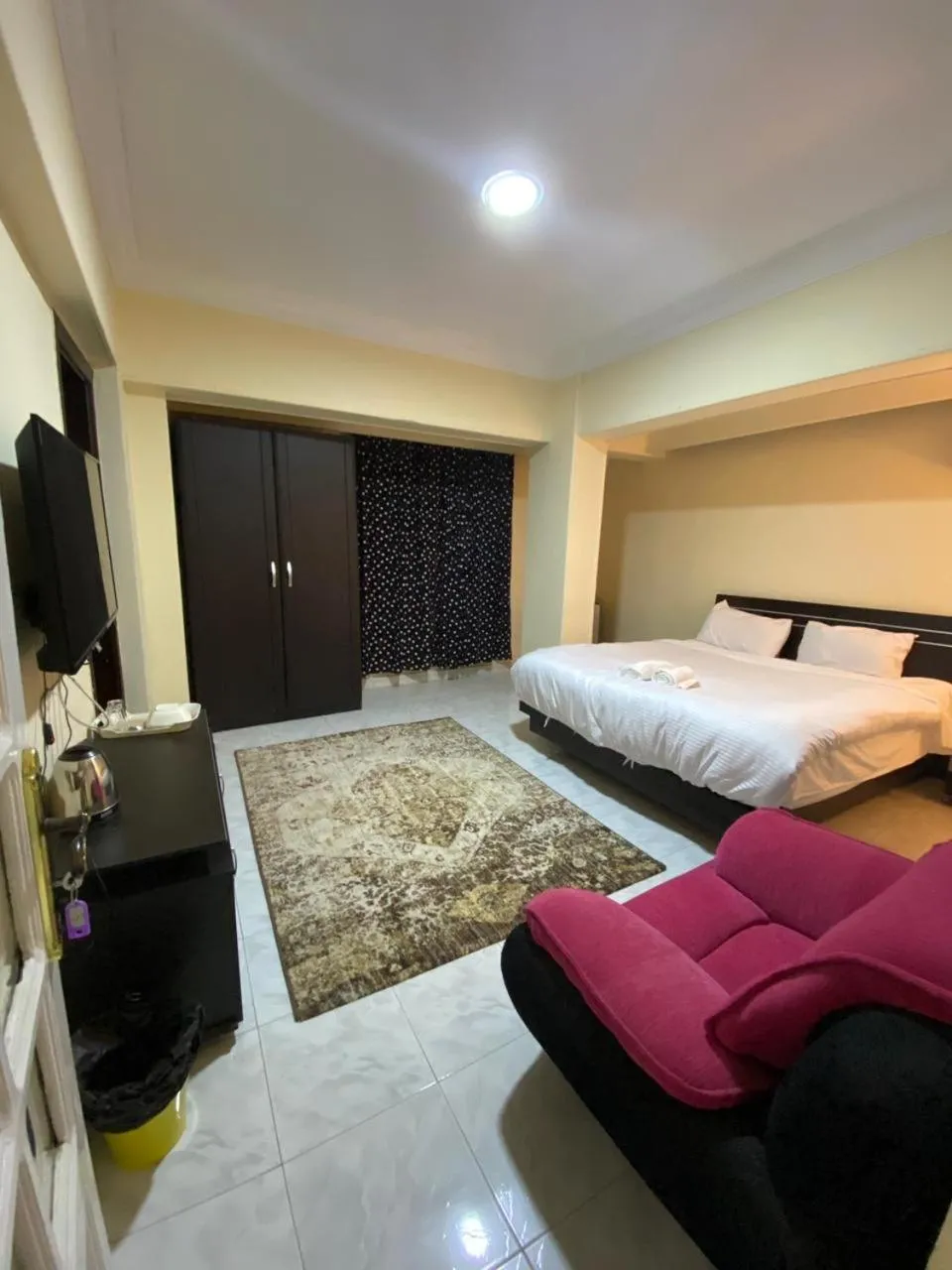 Bedroom, Bed in Triangle Pyramids Boutique