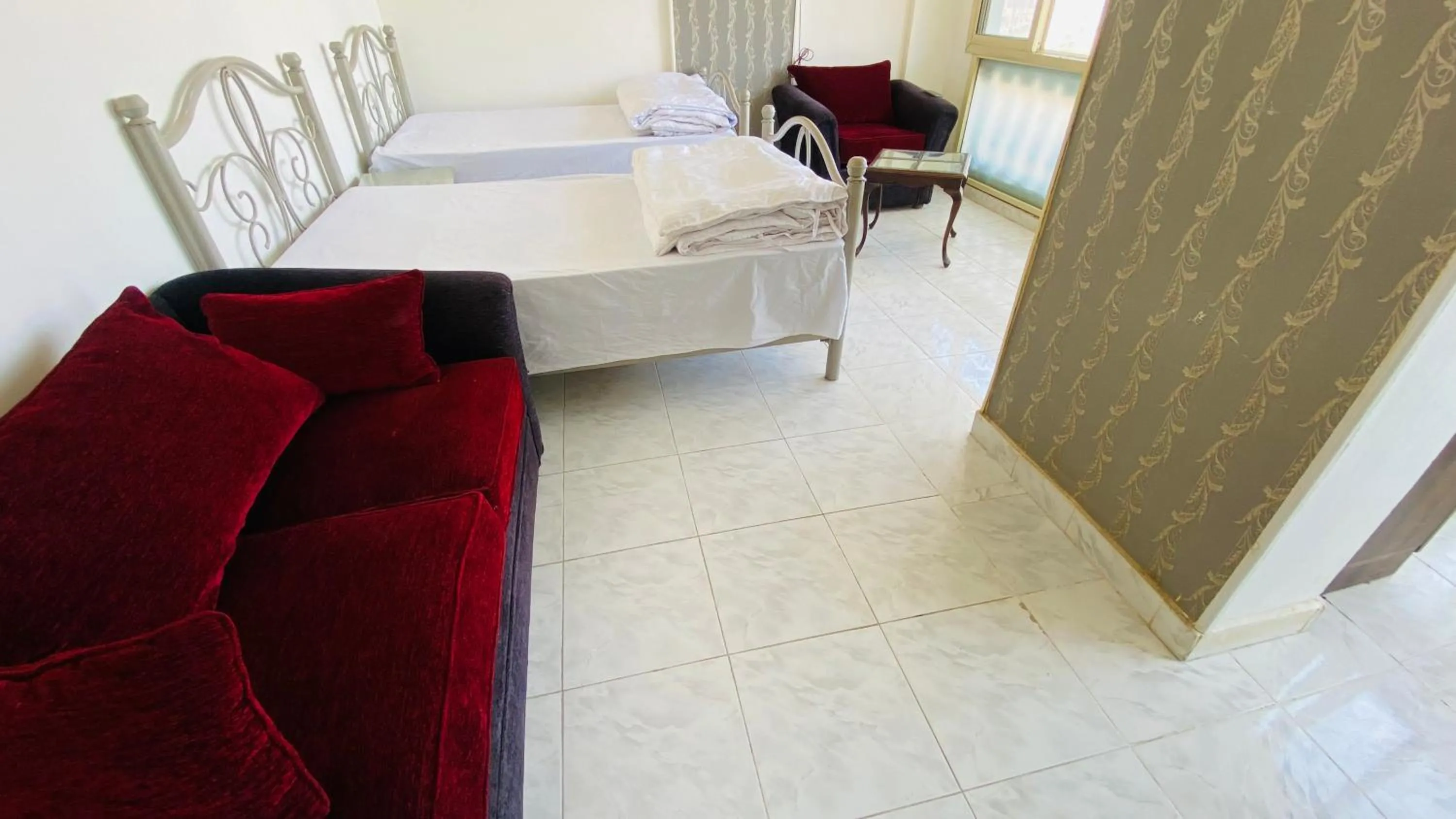 Bedroom, Bed in Triangle Pyramids Boutique