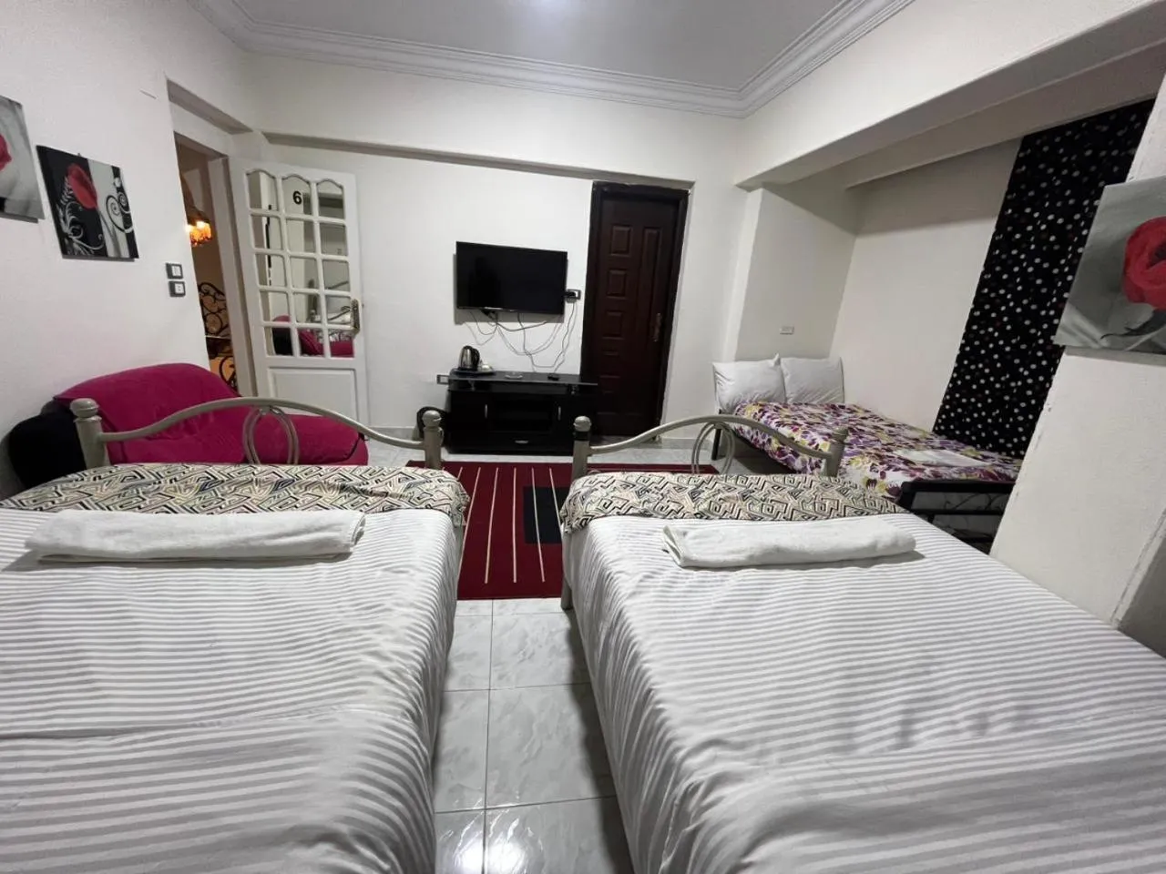 Bedroom, Bed in Triangle Pyramids Boutique