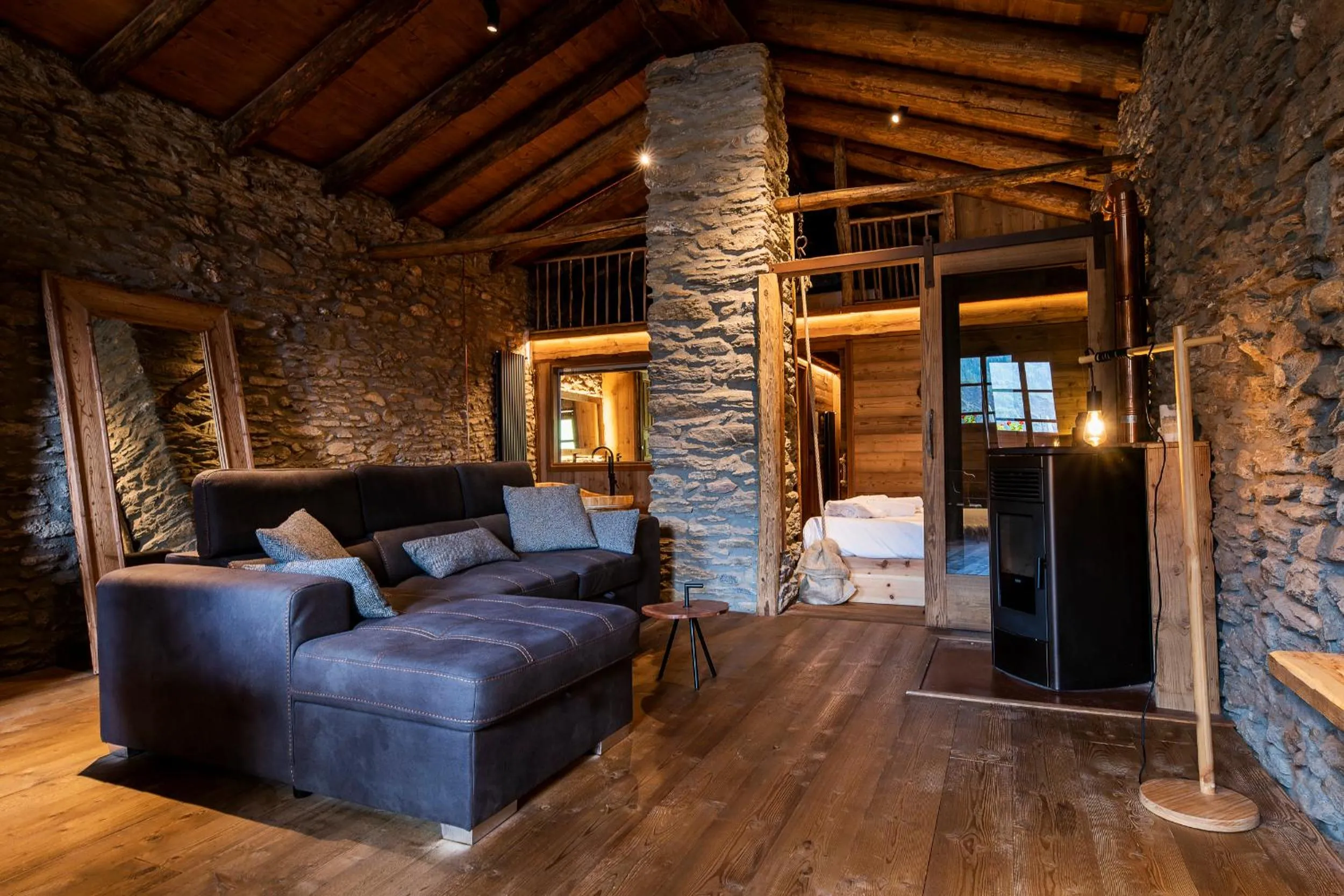 Seating area, Bed in Brieis Relais Alpino