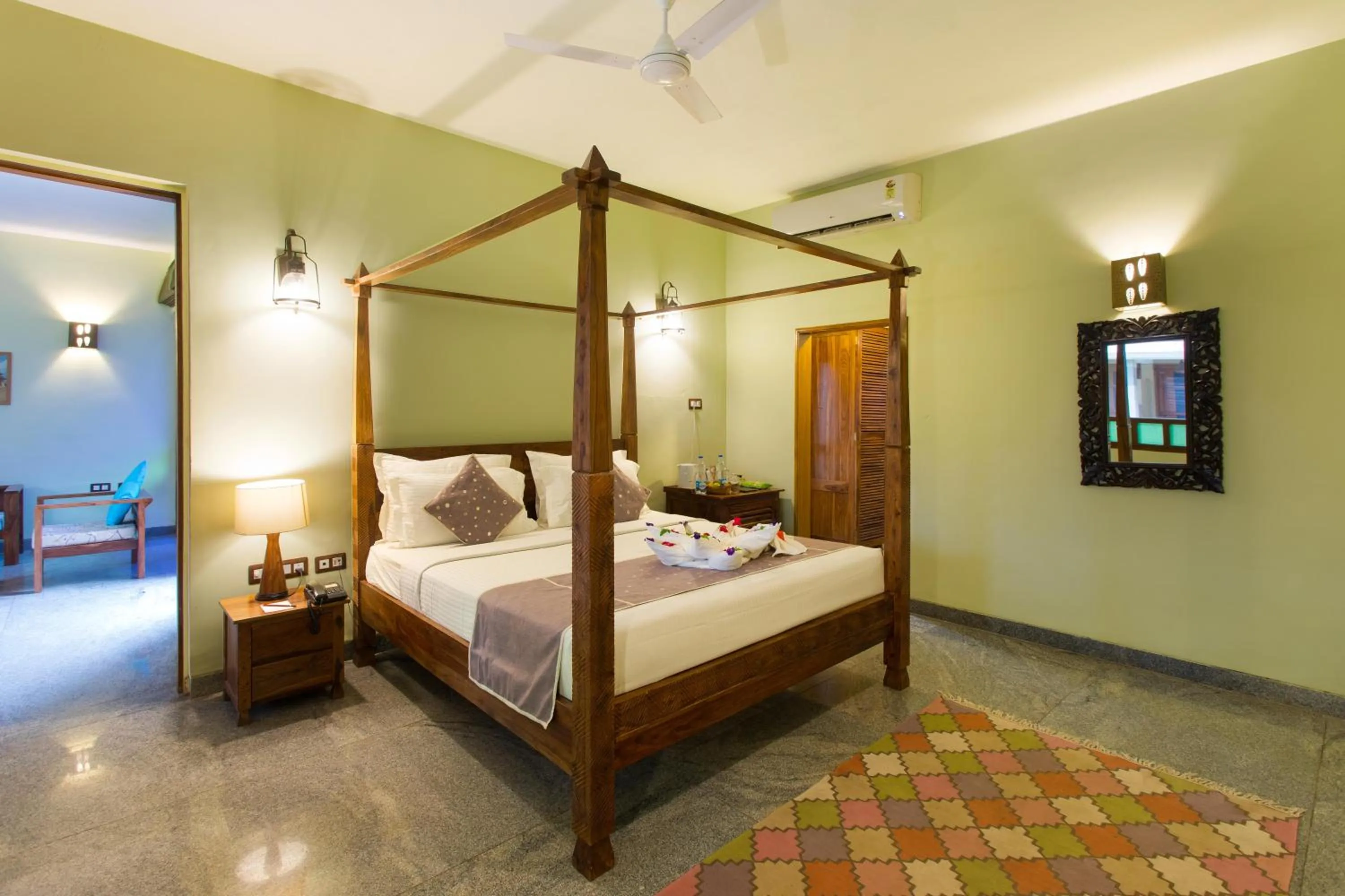 Bed in Heritage Resort Hampi