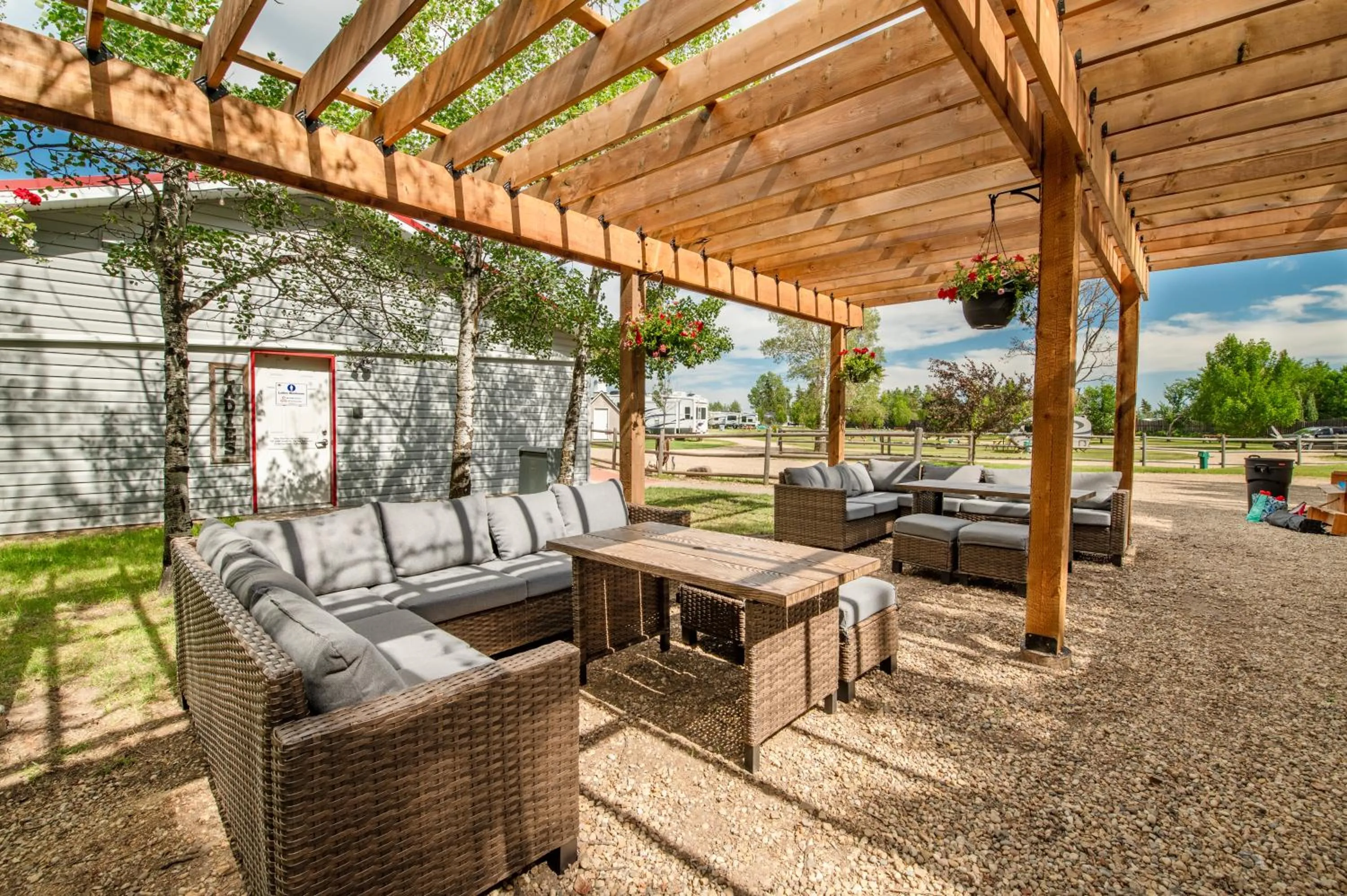 Patio in Prairie Junction Rustic Cabins Stettler