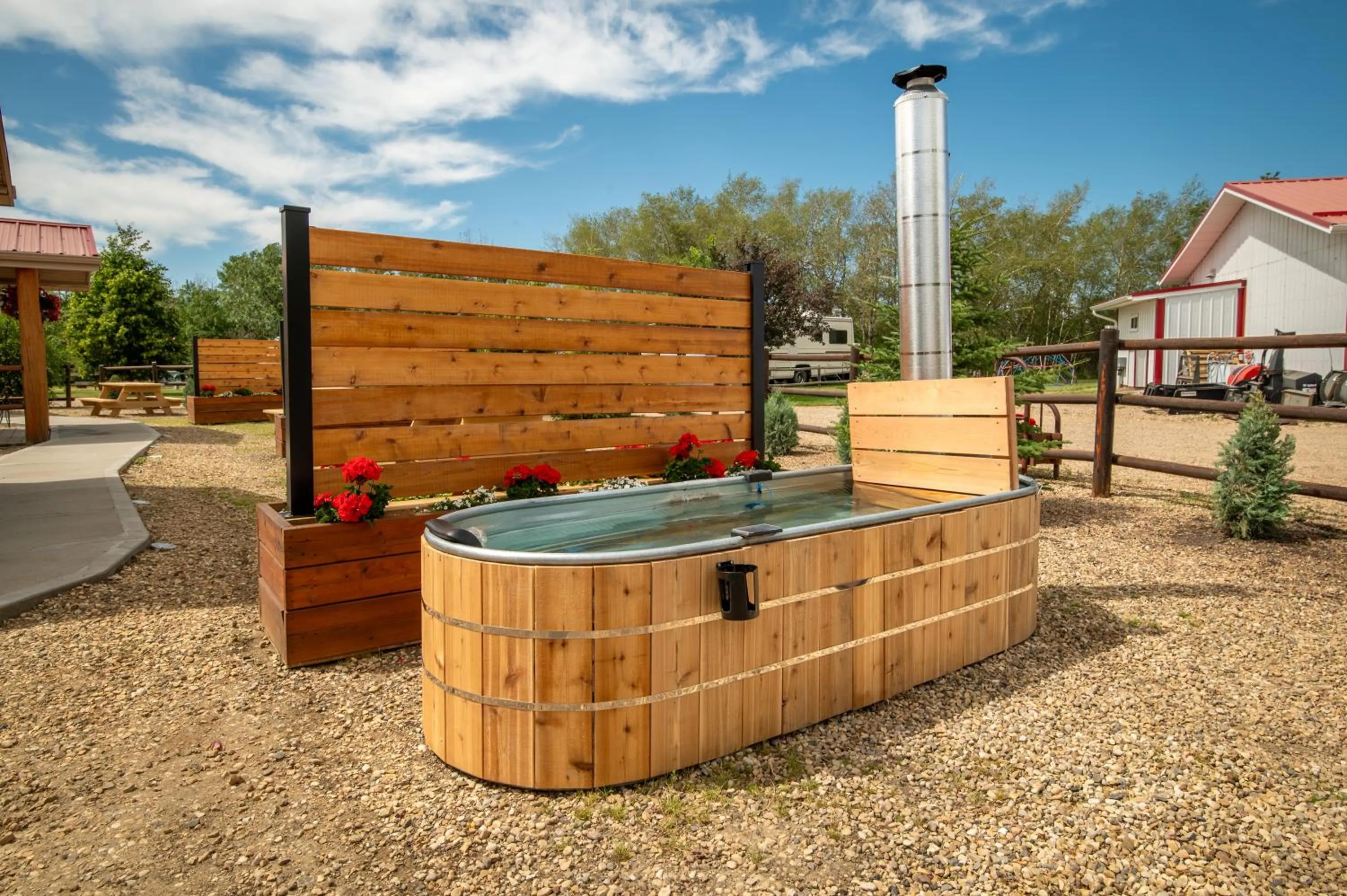 Hot Tub in Prairie Junction Rustic Cabins Stettler