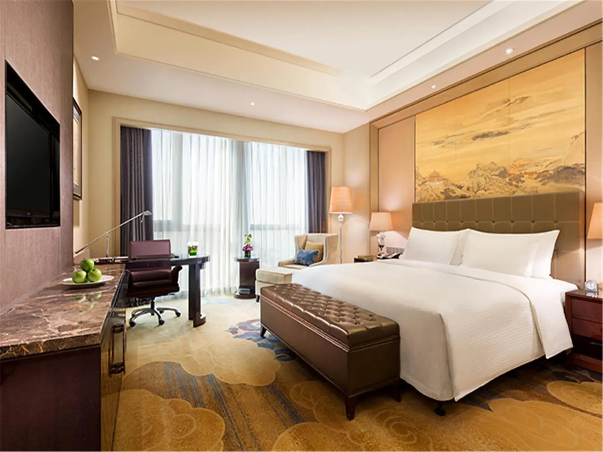 Bedroom, Bed in Wanda Realm Fushun Bedroom, Bed in Wanda Realm Fushun