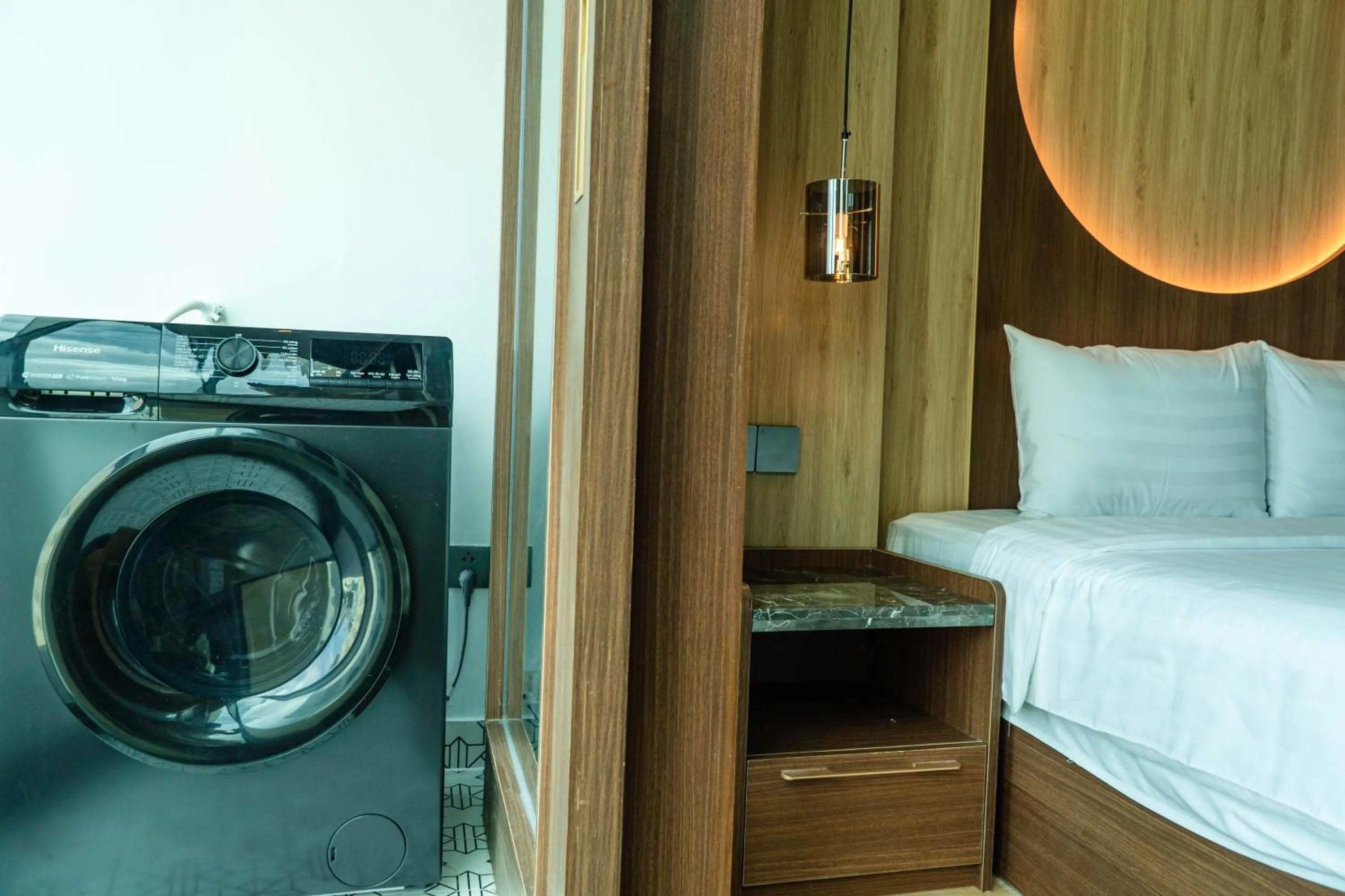 washing machine, Bed in Elite Luxury Hotel by Elite24