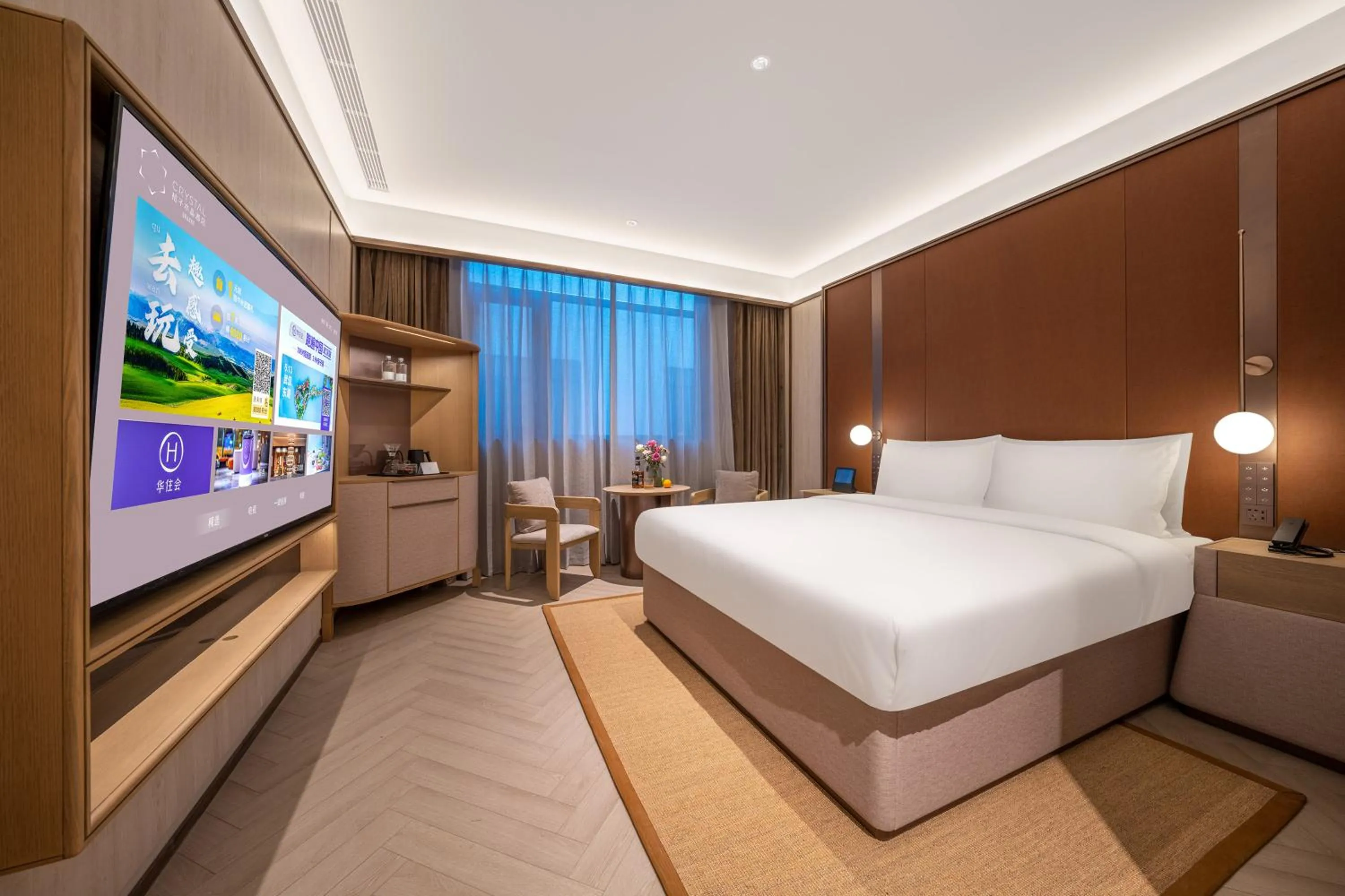 Bed in Jingdong Headquarters Crystal Orange Hotel, Yizhuang, Beijing