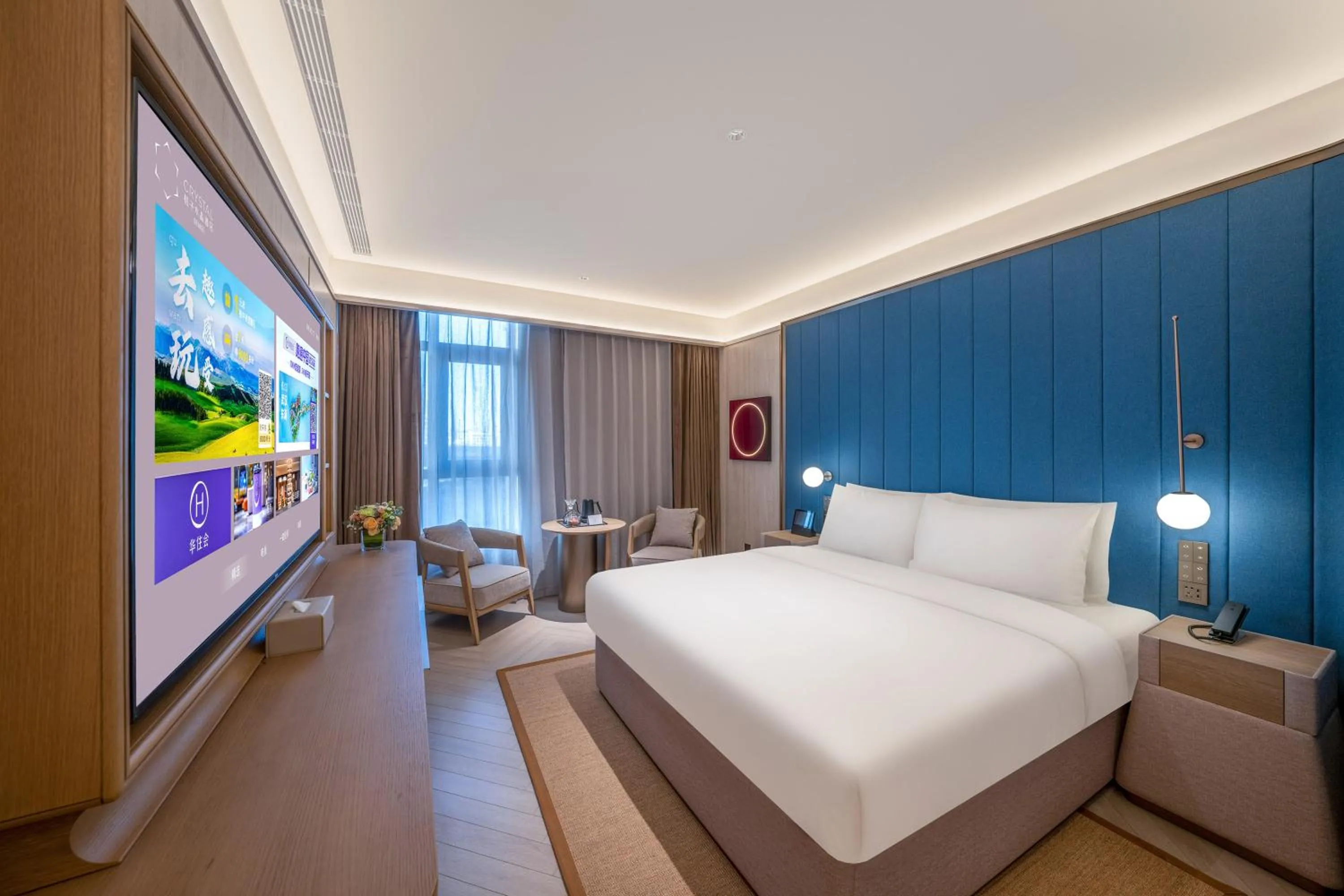 Bed in Jingdong Headquarters Crystal Orange Hotel, Yizhuang, Beijing