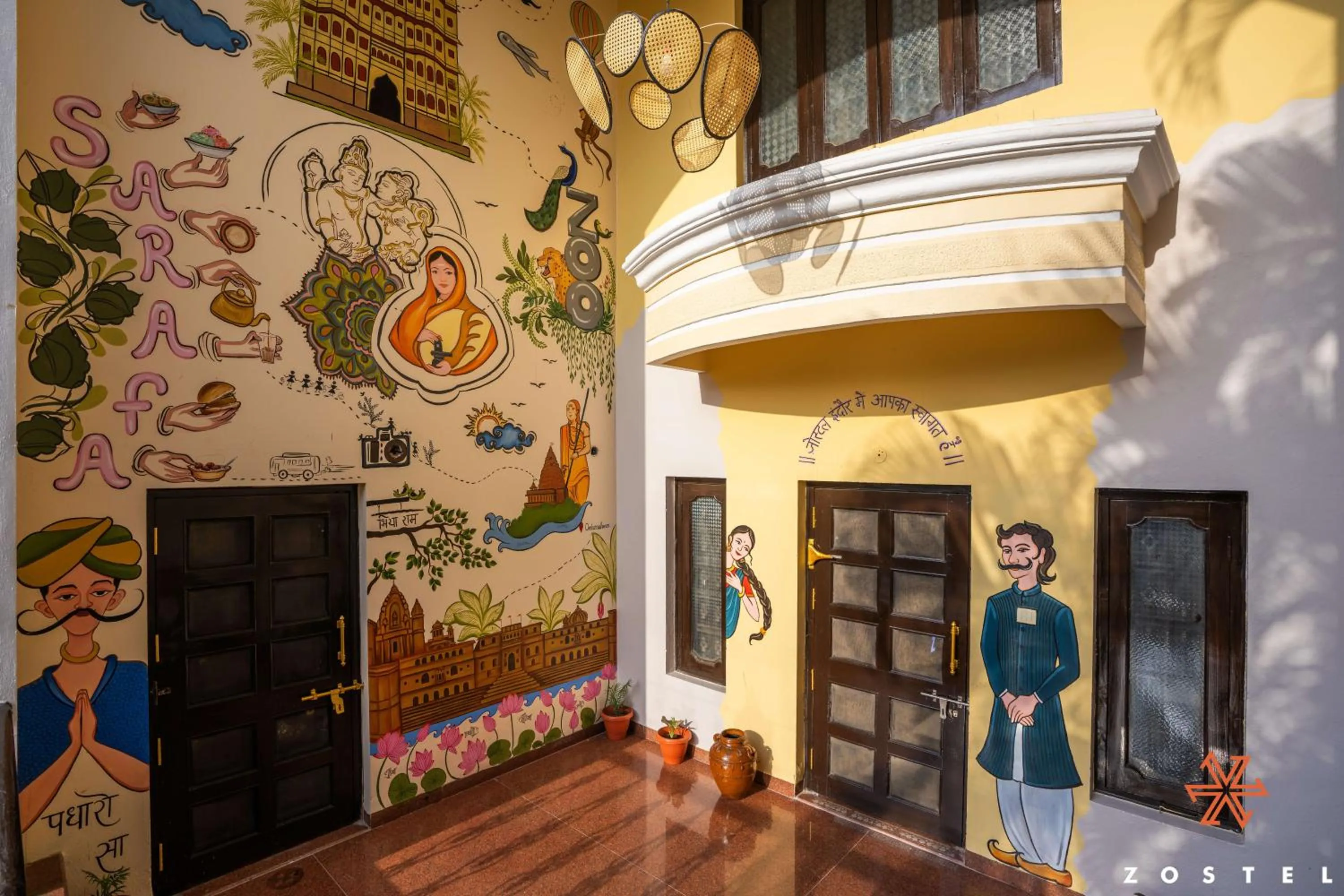 Decorative detail in Zostel Indore