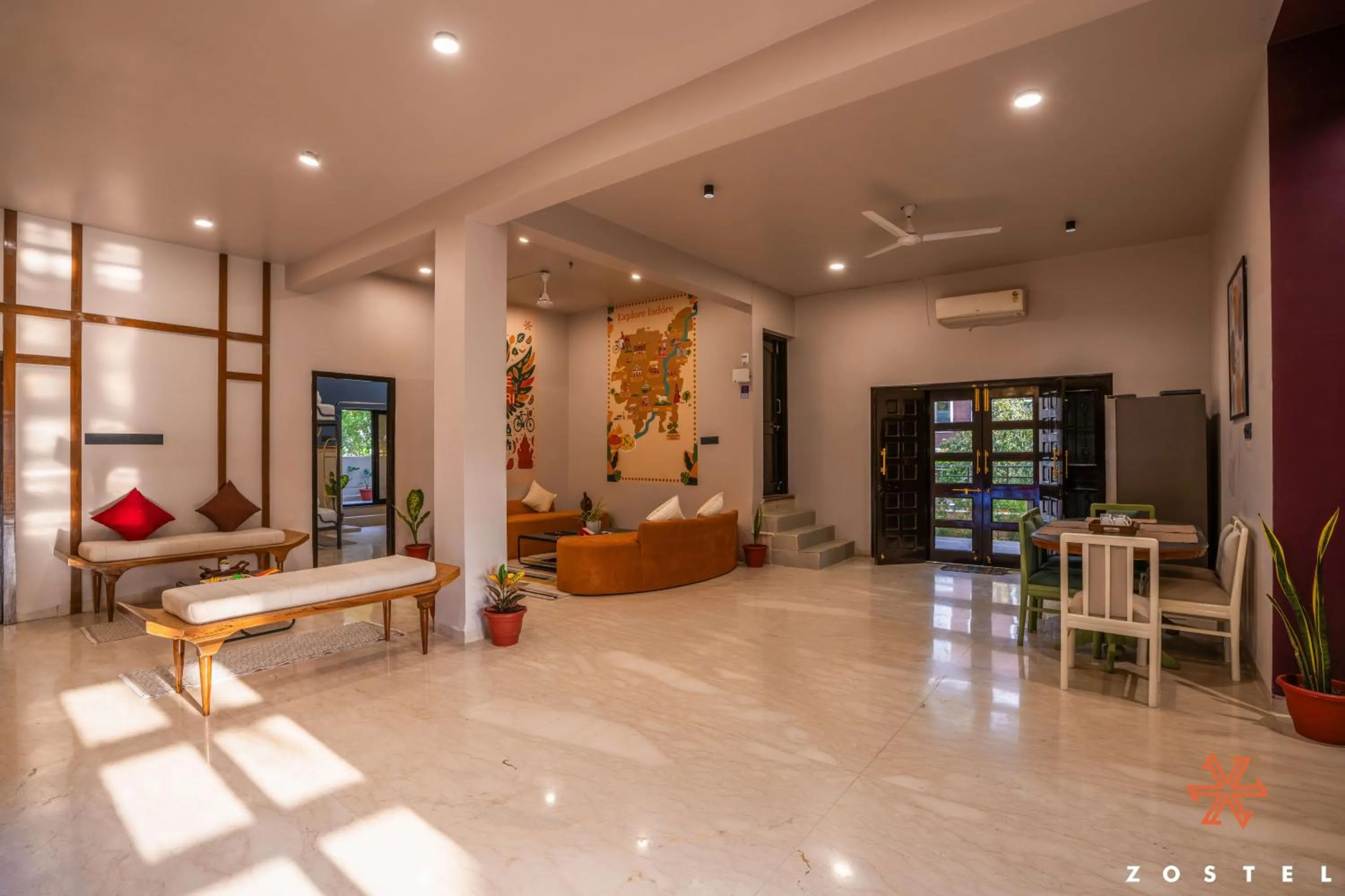 Living room in Zostel Indore