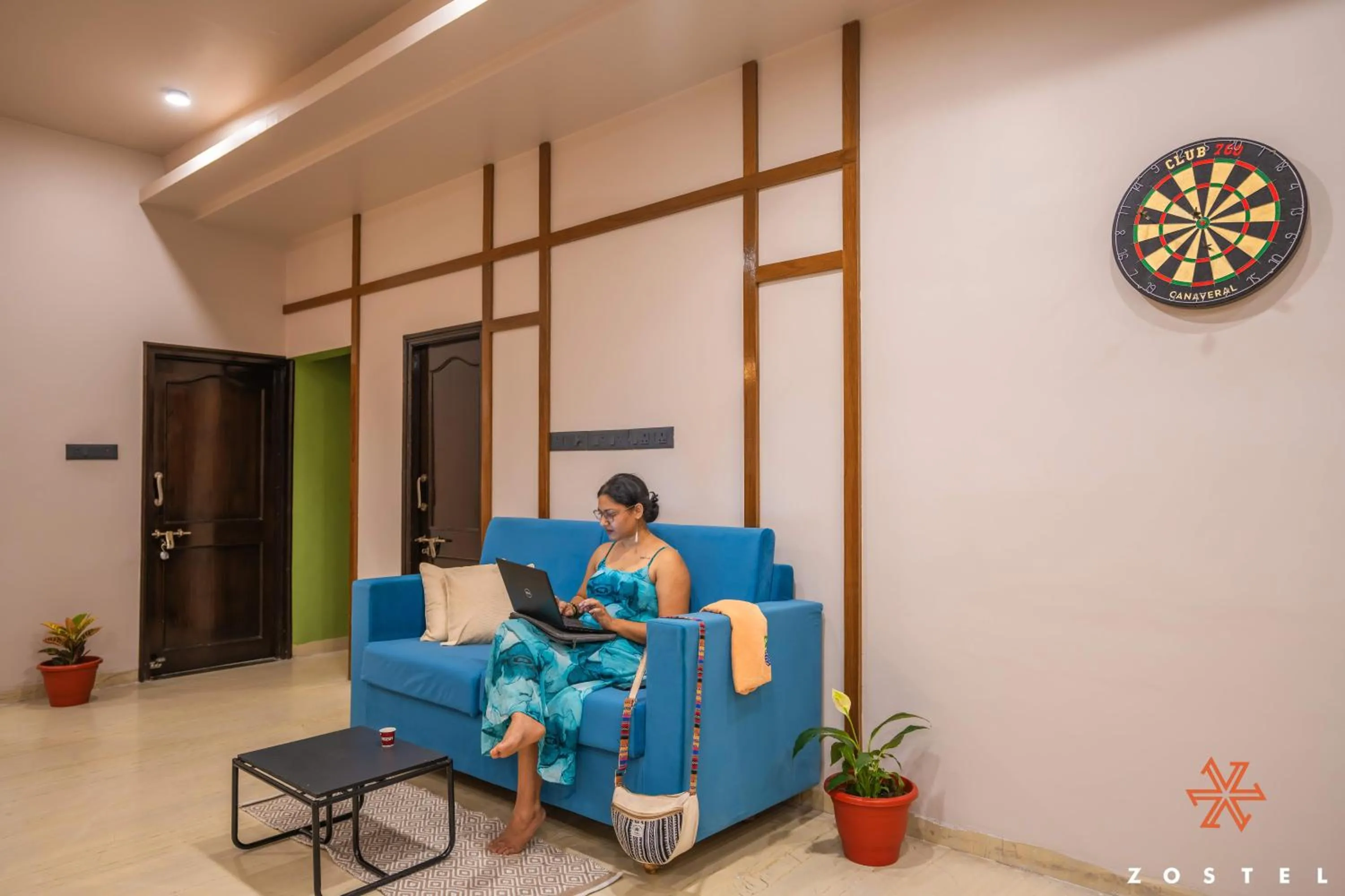 Seating area in Zostel Indore