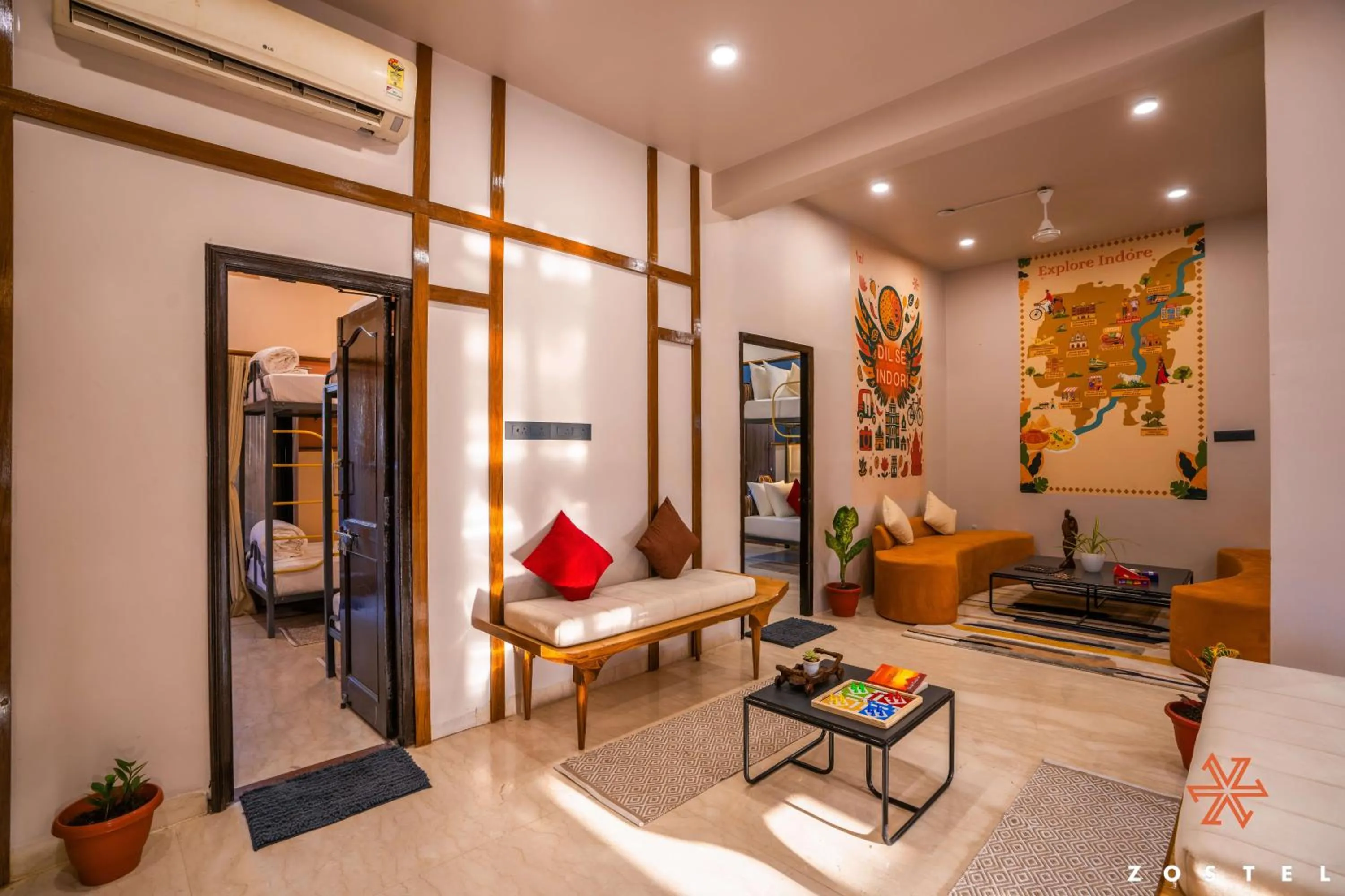 Living room in Zostel Indore