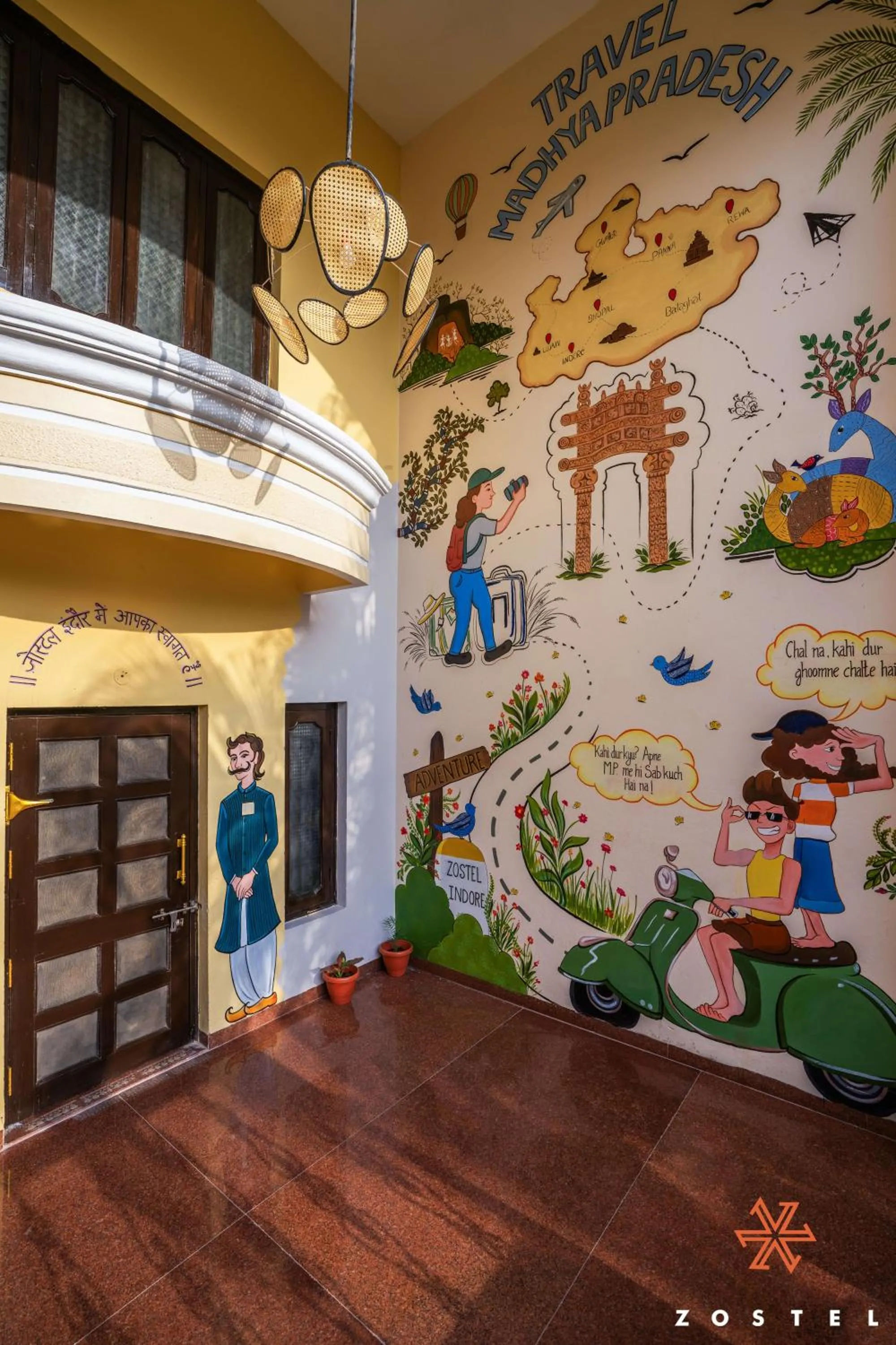 Decorative detail in Zostel Indore