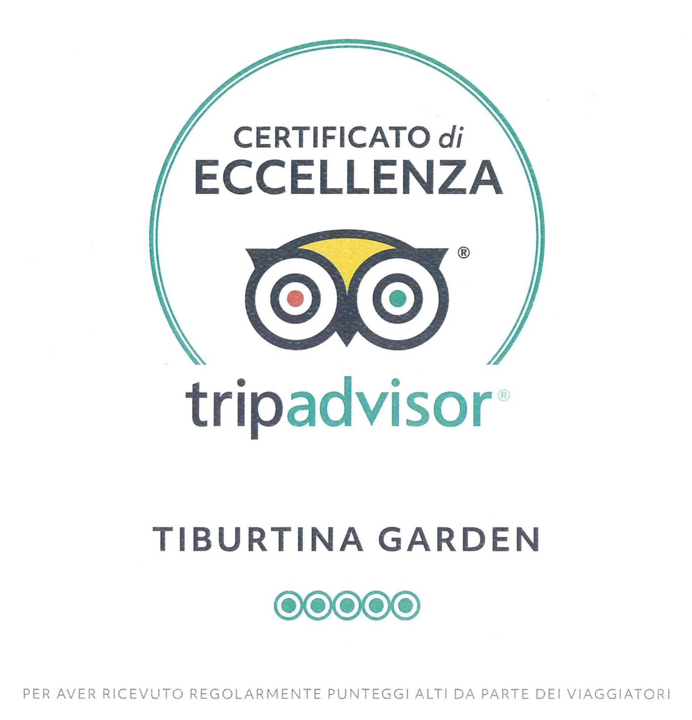 Certificate/Award in B&B Tiburtina Garden