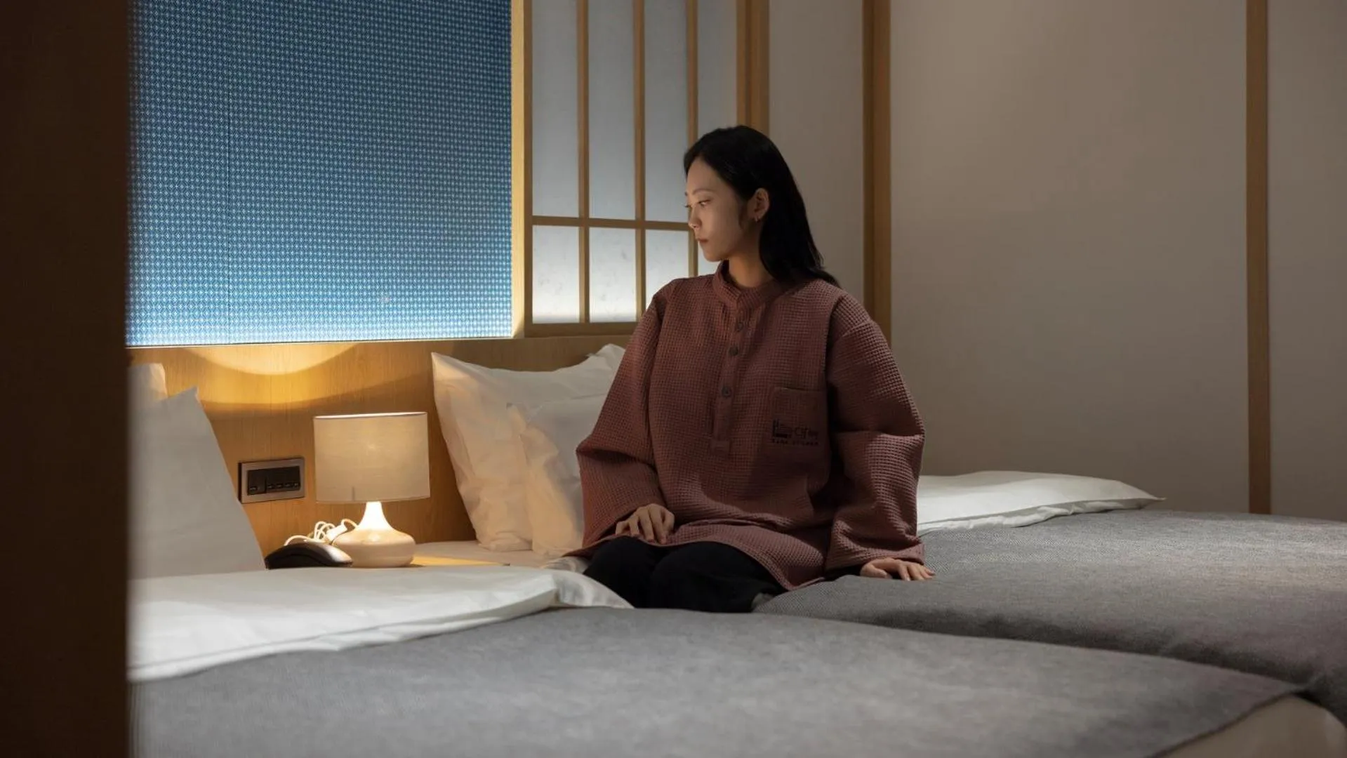 Bed in Anook Ryokan Hotel Ansan station