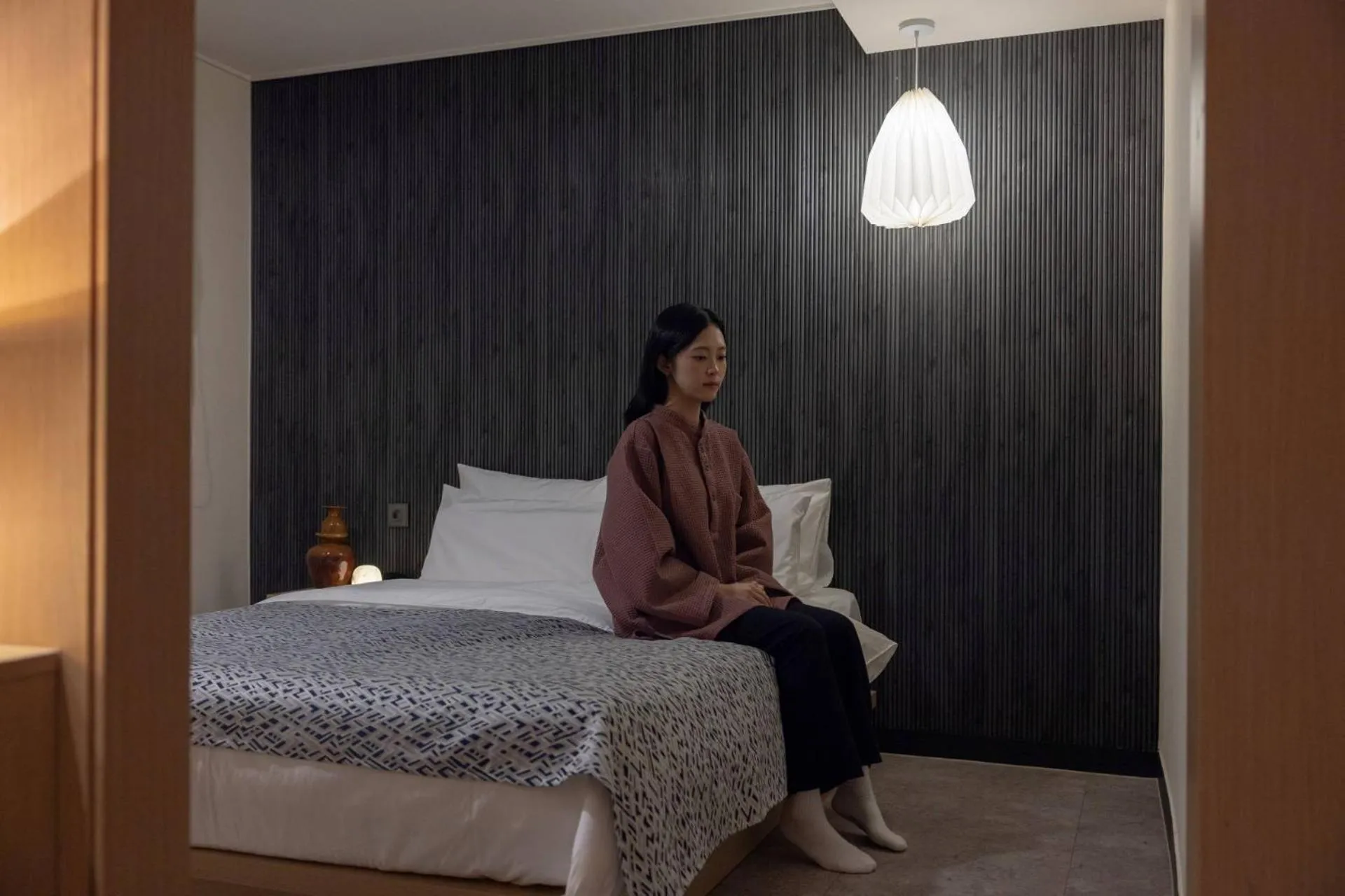 Bed in Anook Ryokan Hotel Ansan station