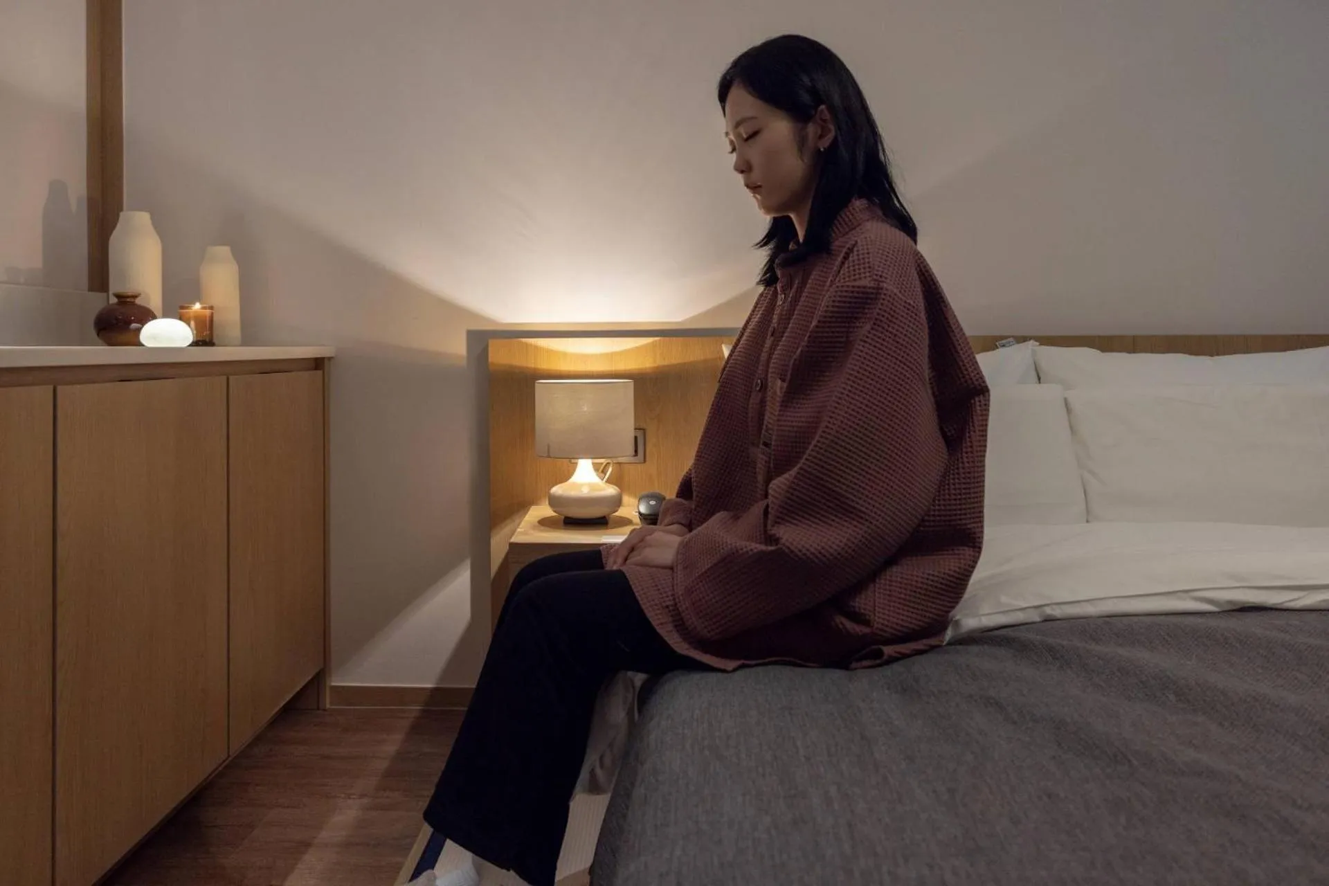 Bed in Anook Ryokan Hotel Ansan station