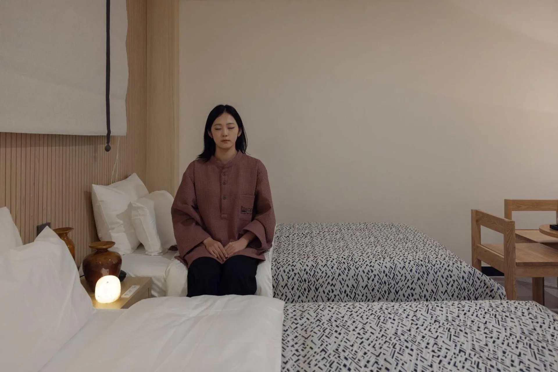 Bed in Anook Ryokan Hotel Ansan station