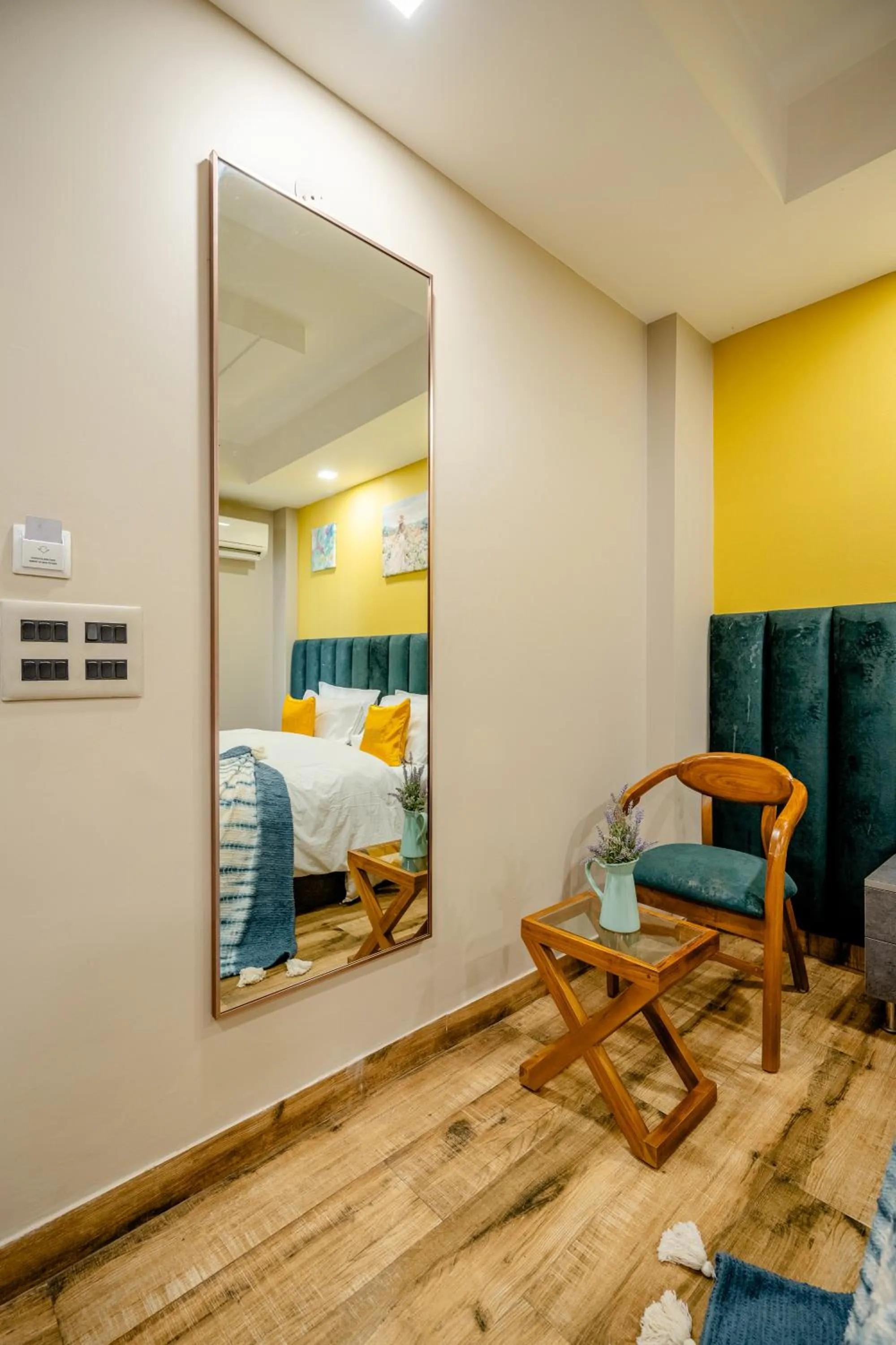 Seating area, Bed in Lime Tree Hotel - Near Medanta Hospital