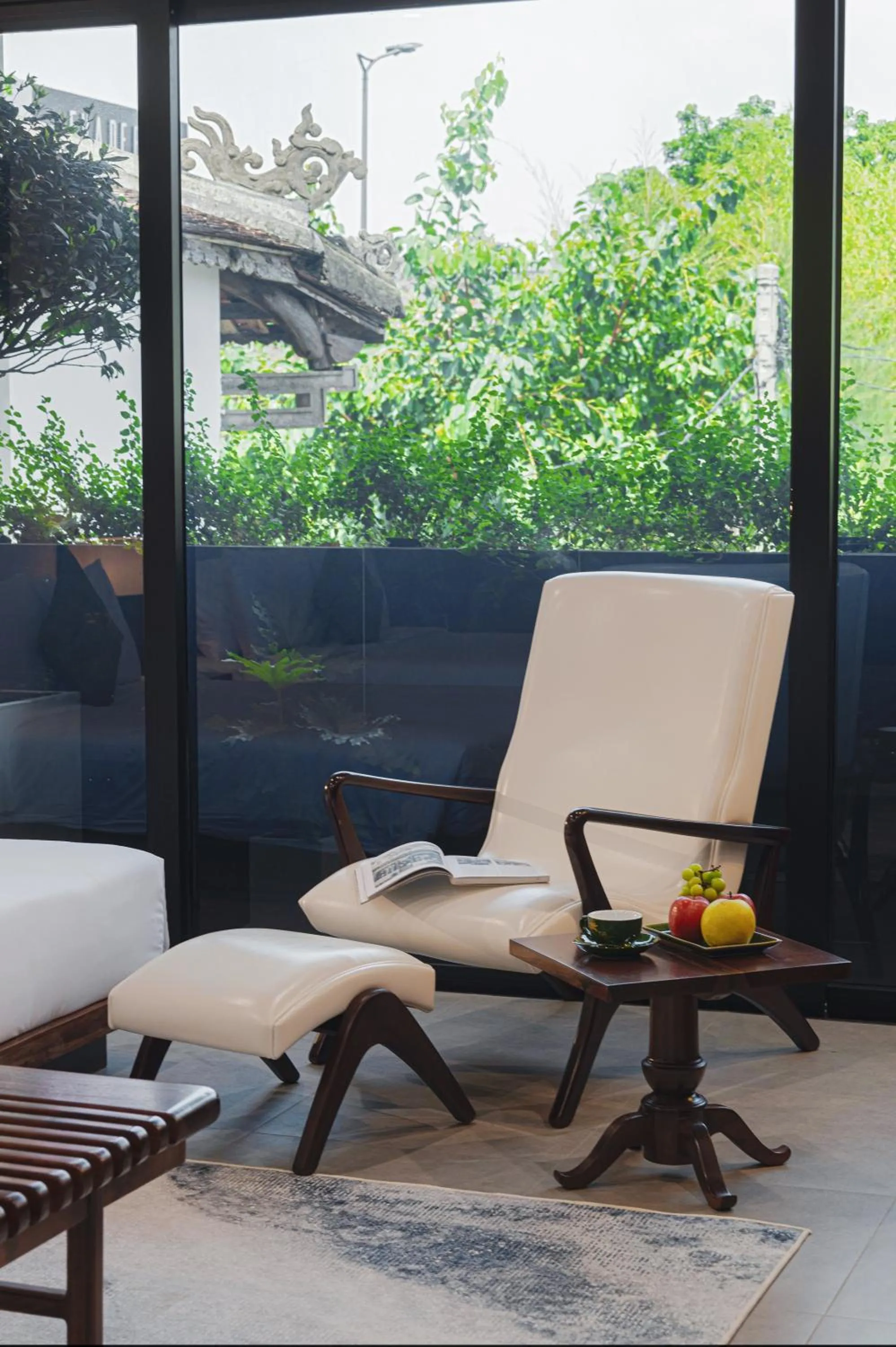 Seating area in TA Hue Boutique Hotel