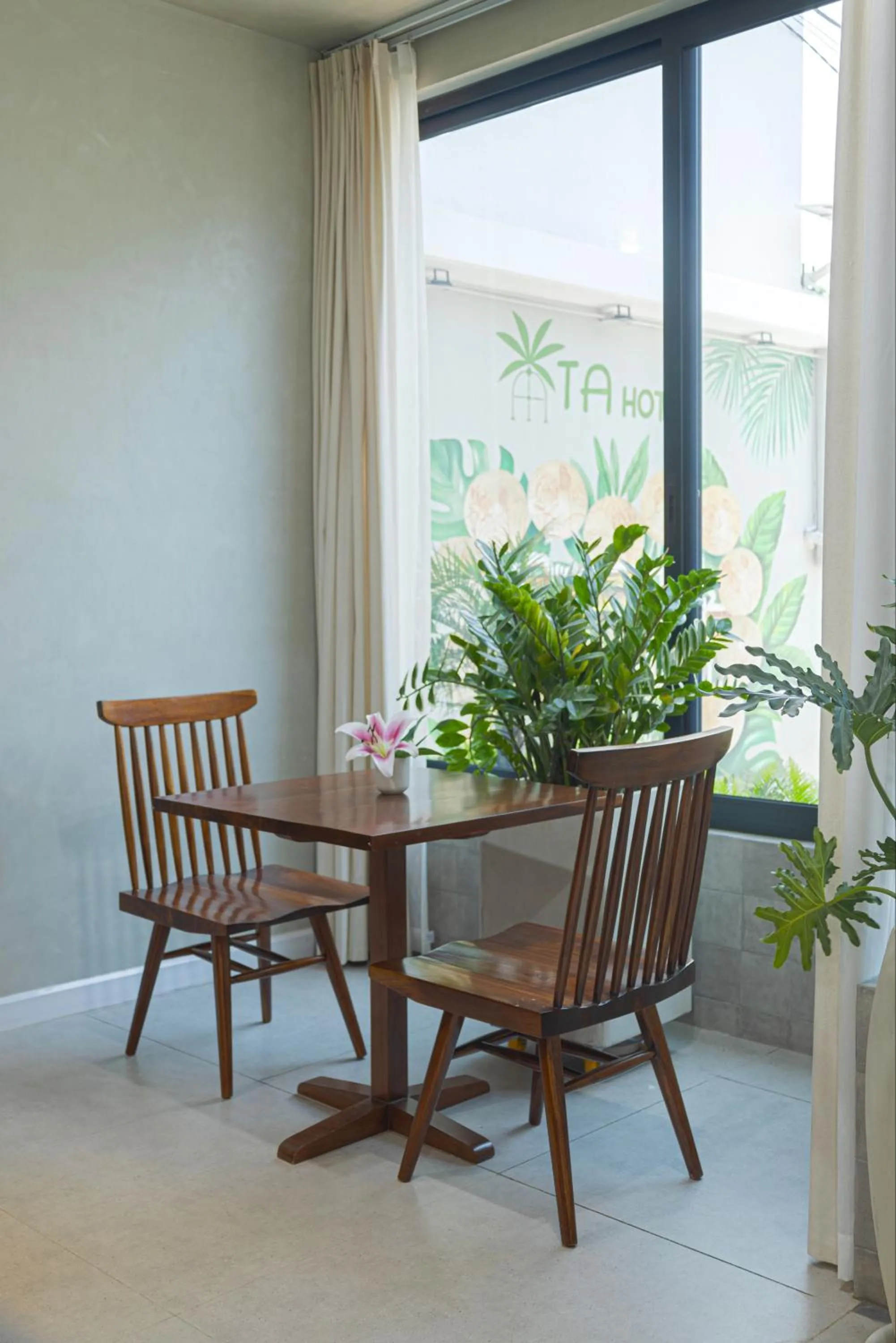 Seating area in TA Hue Boutique Hotel