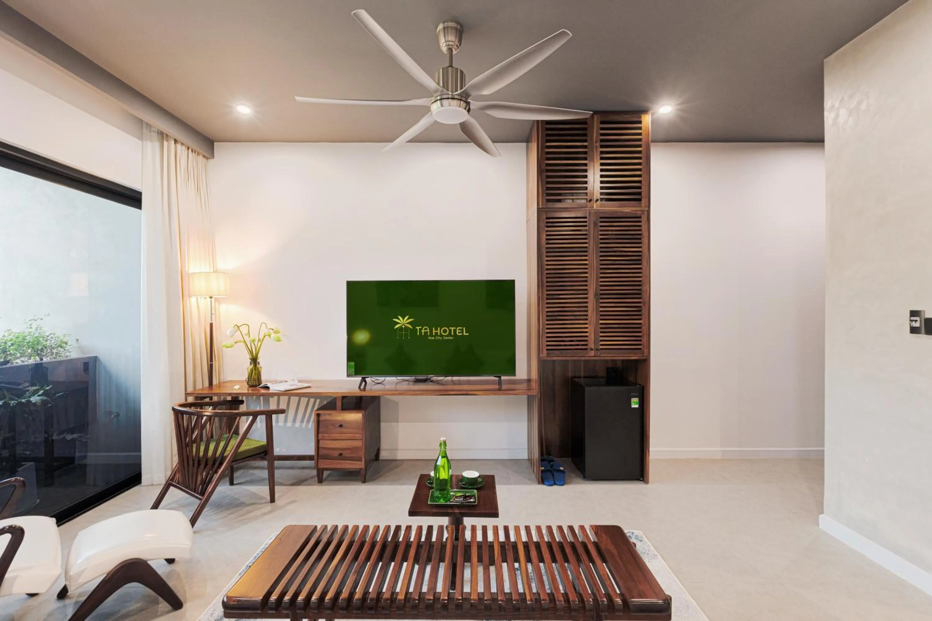 Seating area in TA Hue Boutique Hotel