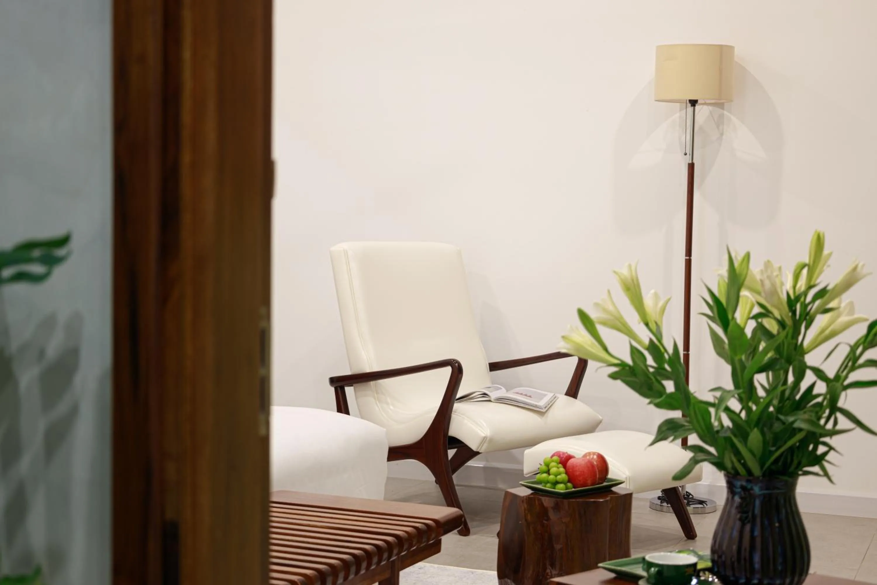 Seating area in TA Hue Boutique Hotel