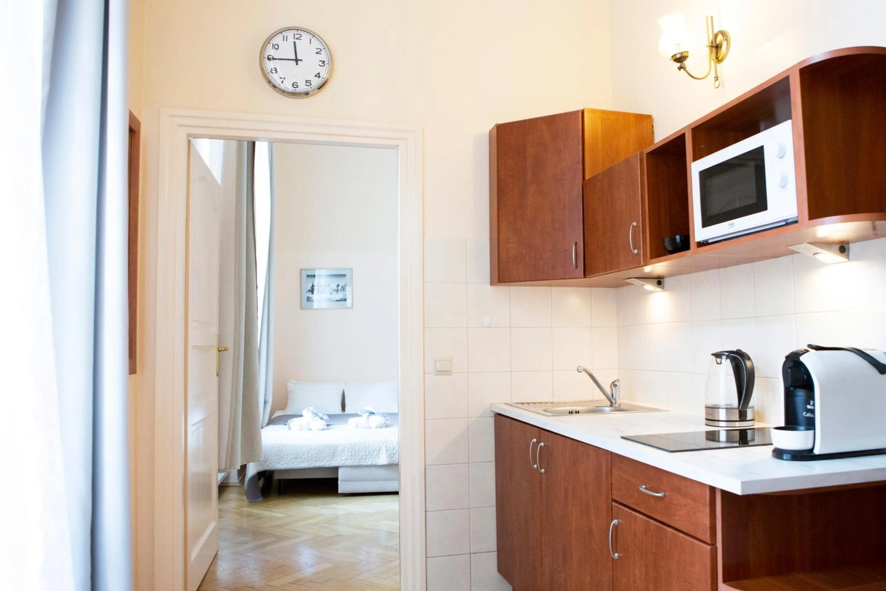 kitchen, Bed in Apartments Roman