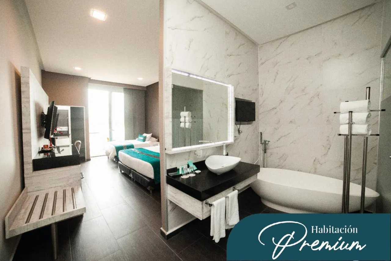 Bathroom, Bed in Punta Diamante Premium Hotel