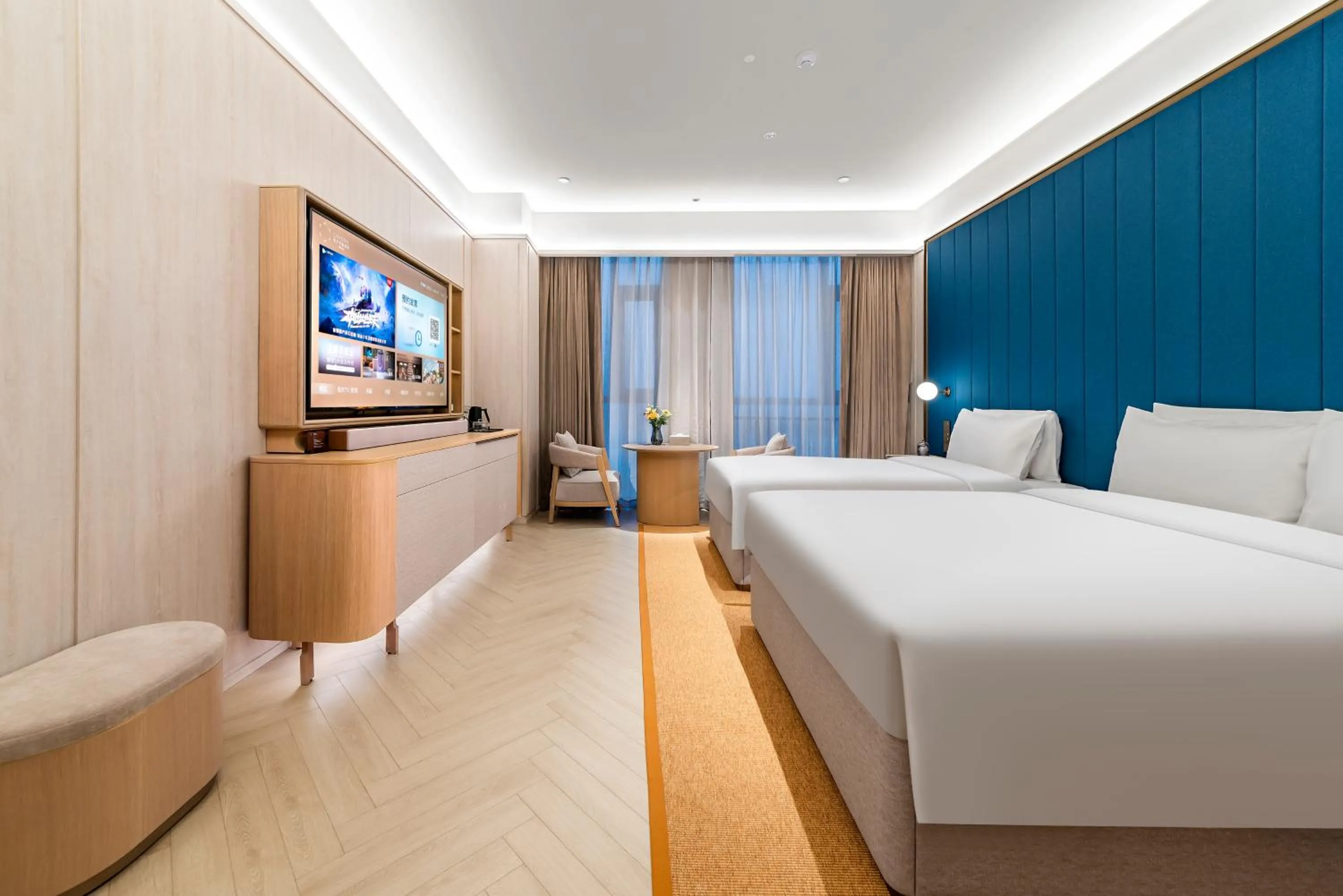 Bed in Orange Crystal High-tech Convention and Exhibition Center Hotel