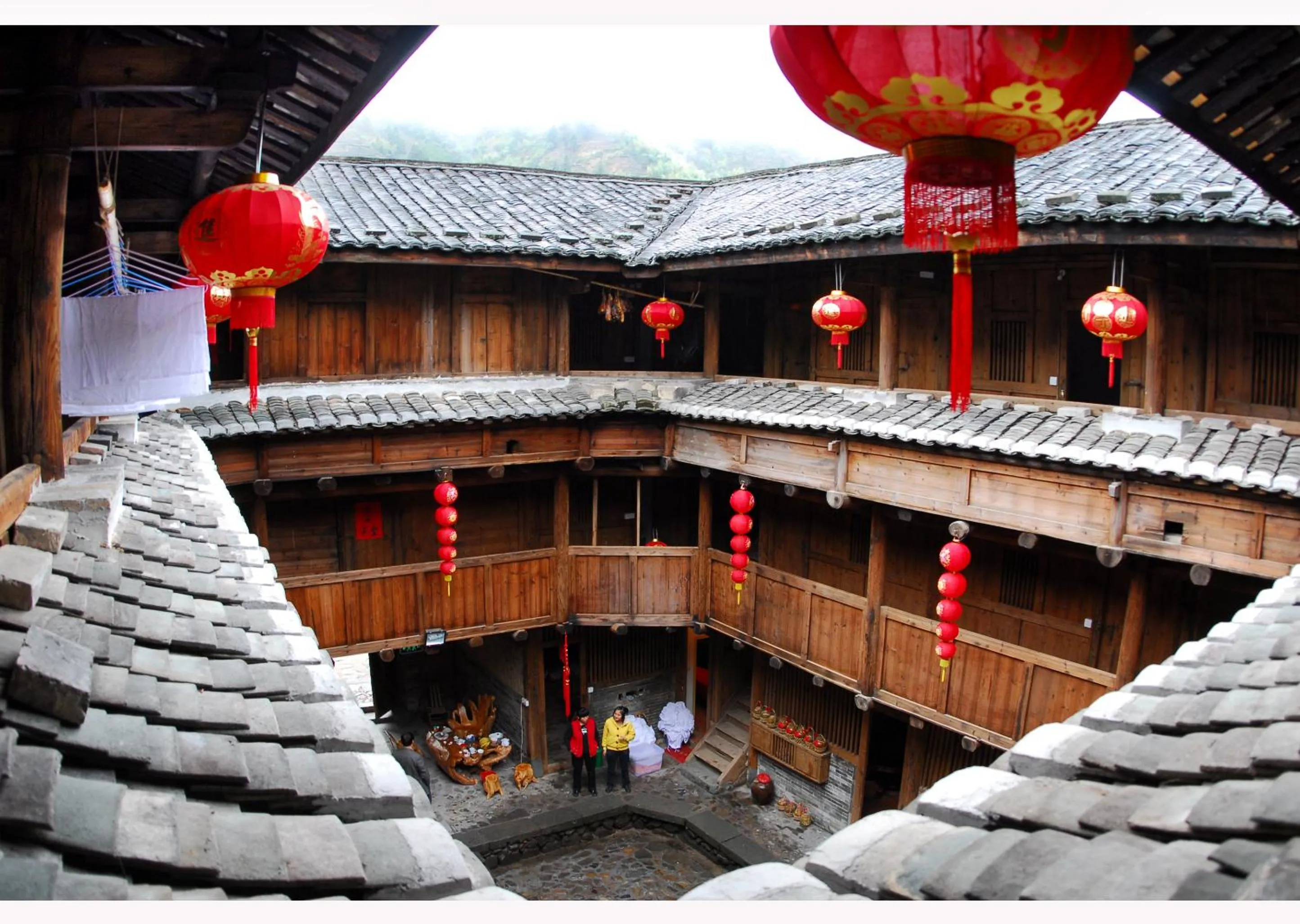 Bird's eye view in Nanjing Tulou Qingdelou Inn