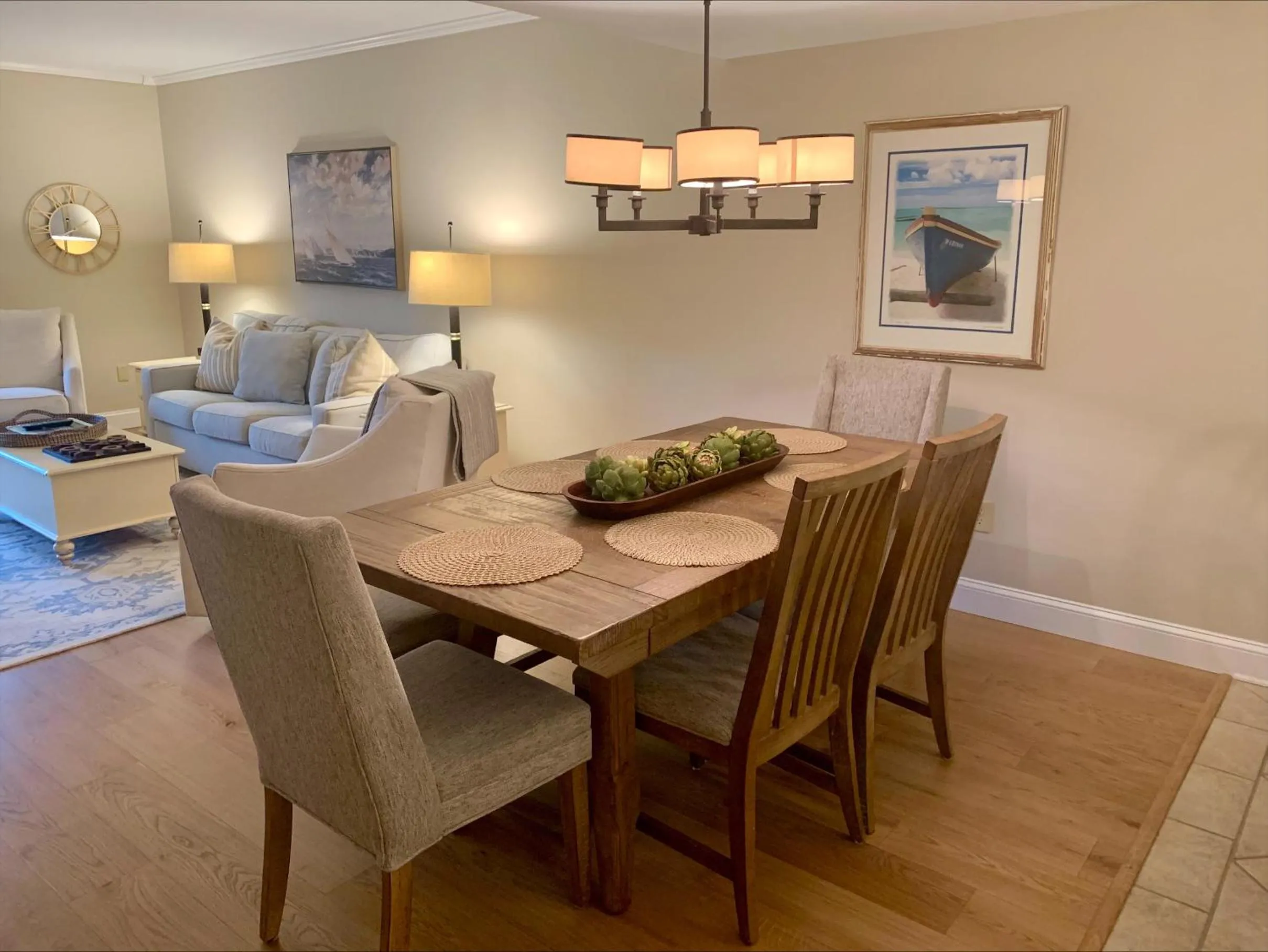 Dining area in 470 Plantation Club Villas at The Sea Pines Resort