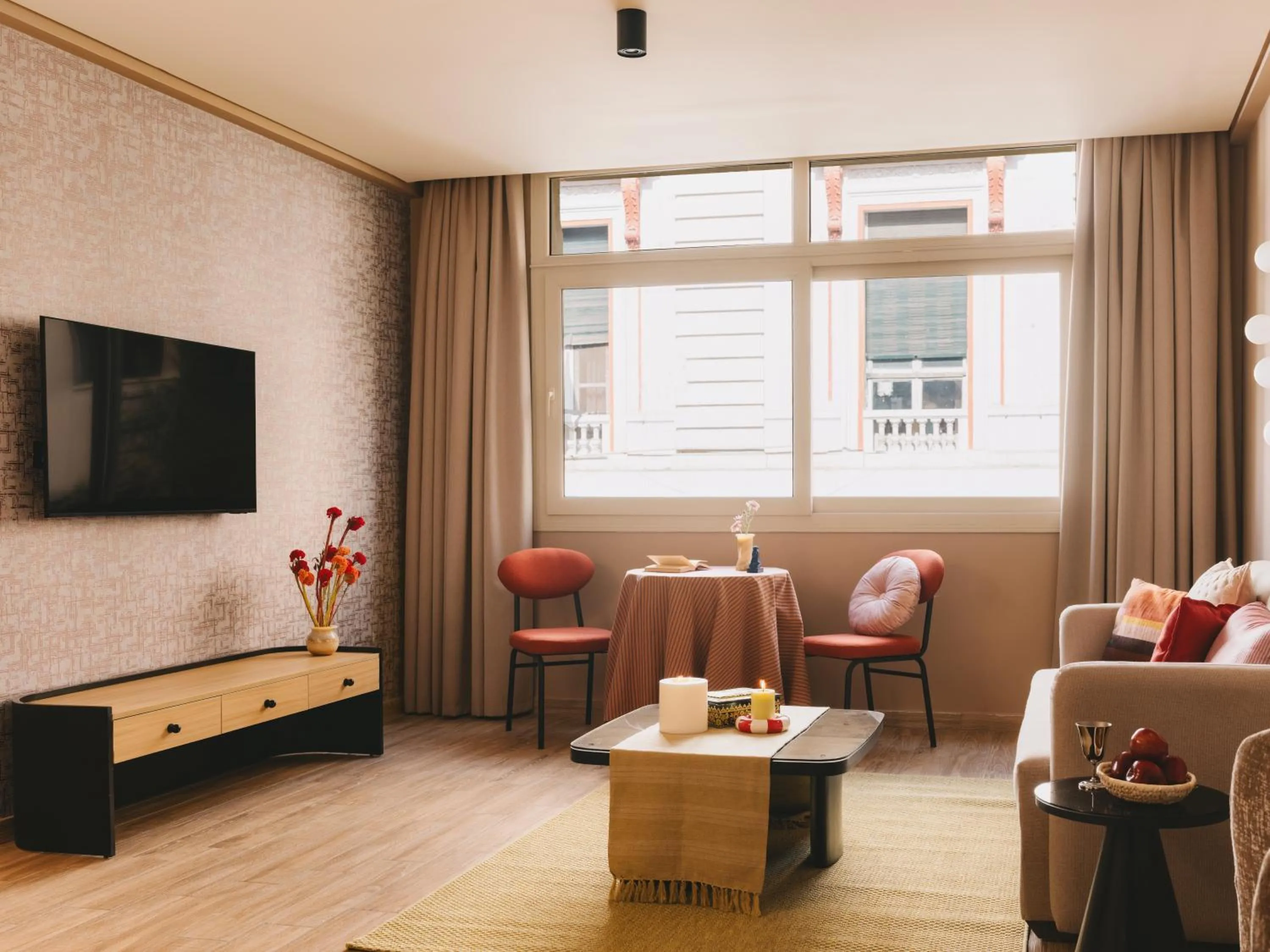 Seating area in Saint J Hotel by Brassbell
