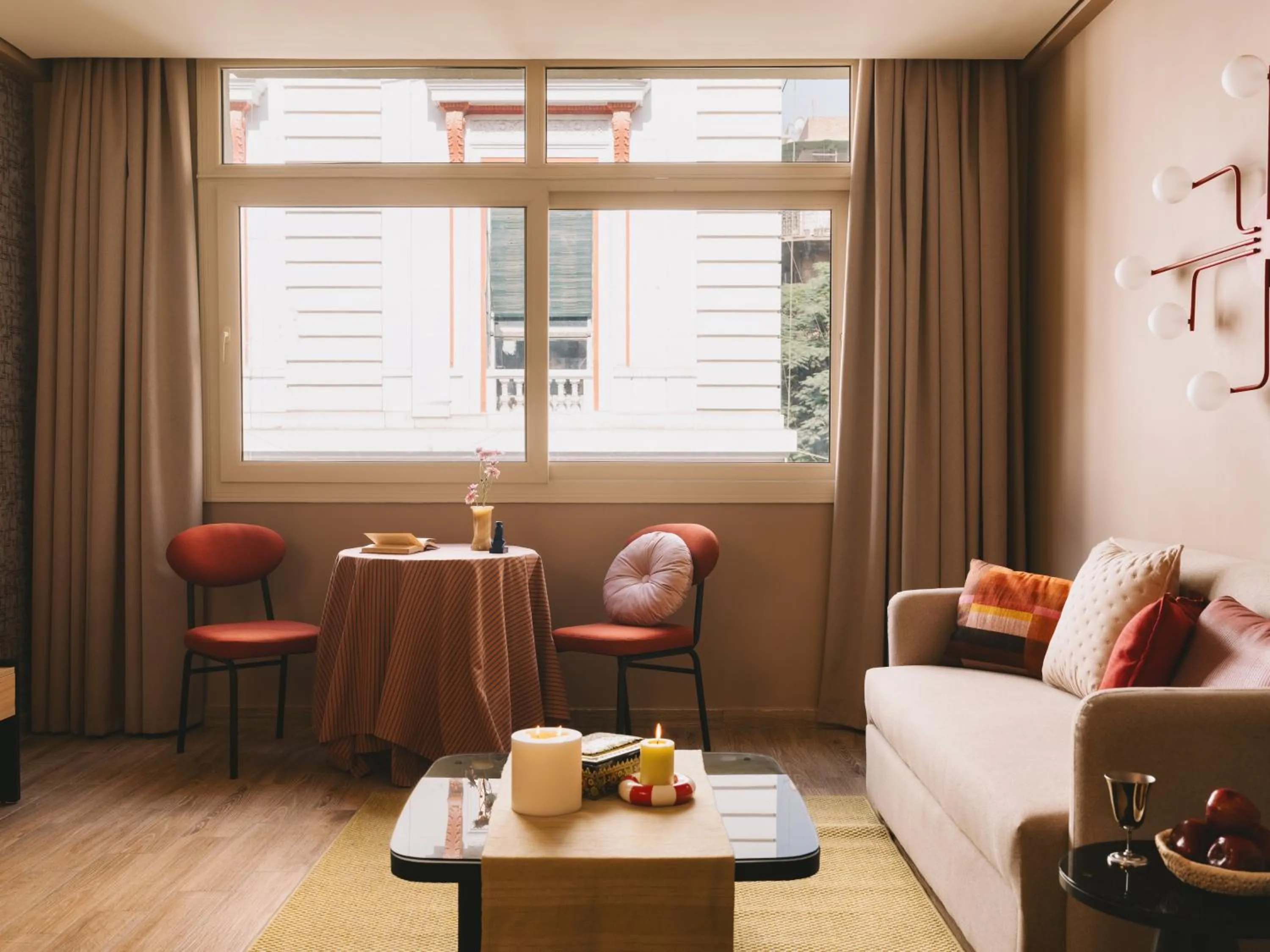 Seating area in Saint J Hotel by Brassbell