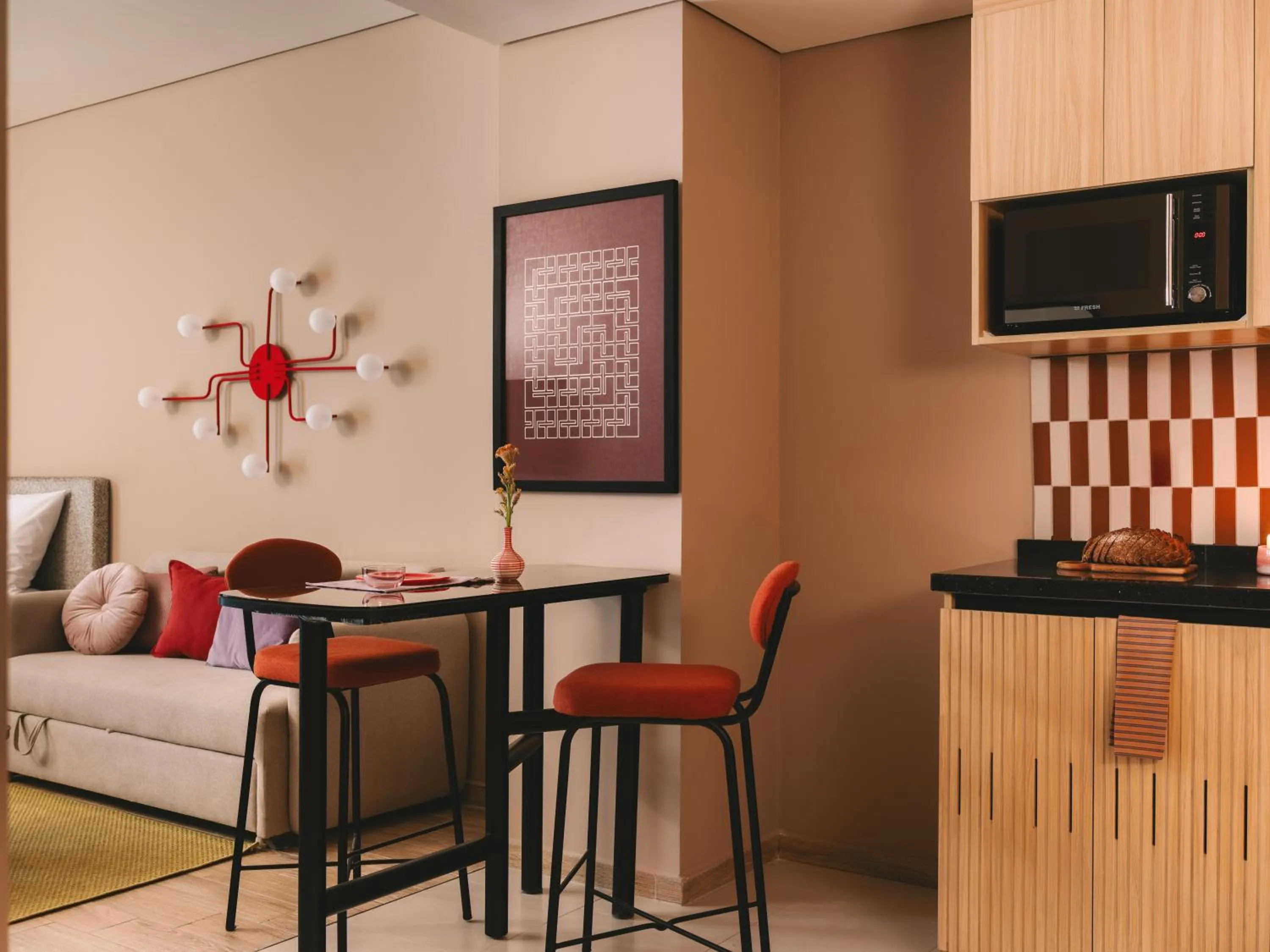 Seating area in Saint J Hotel by Brassbell