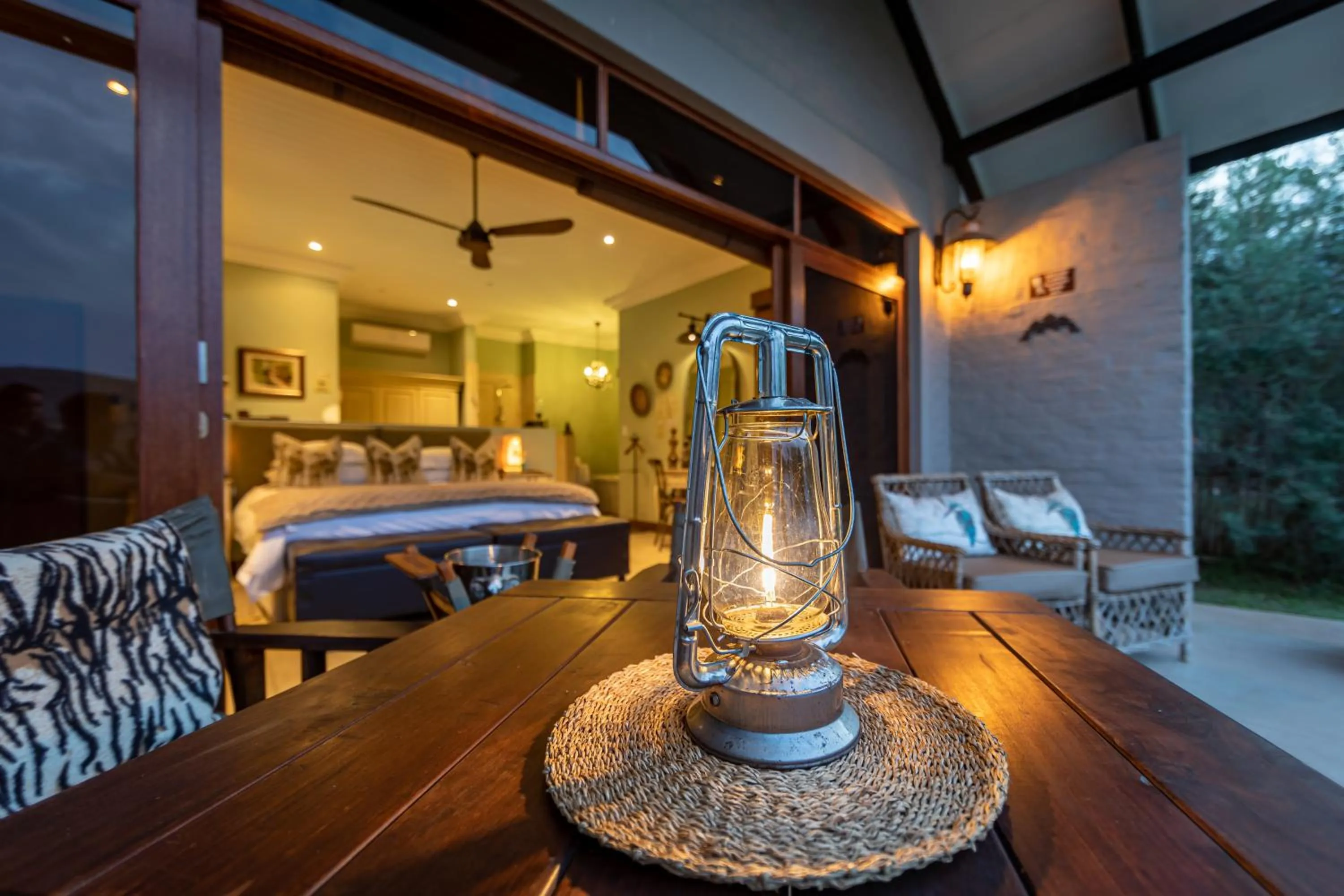 Patio, Bed in Kambaku River Lodge