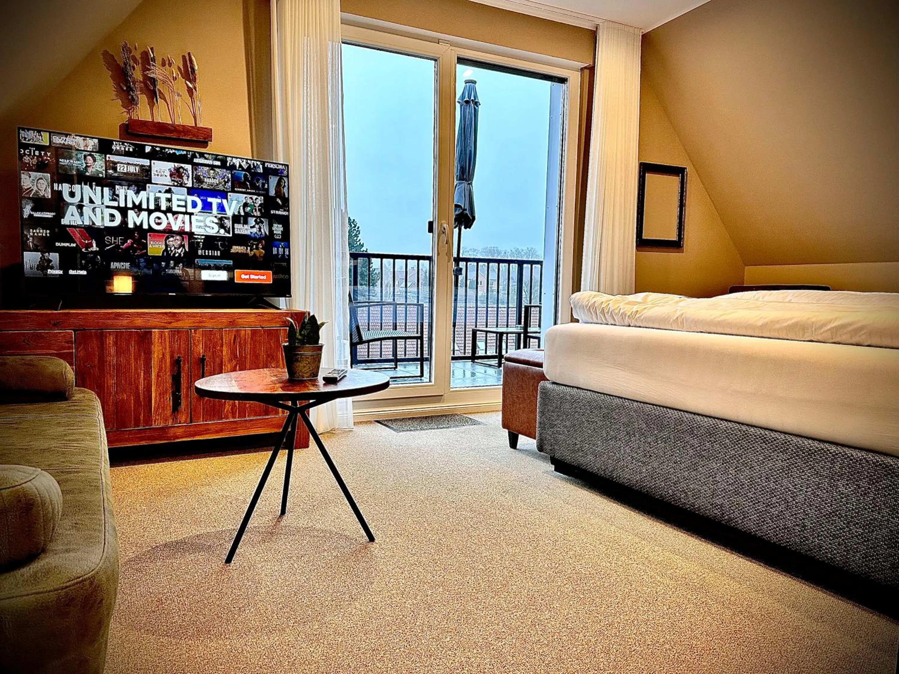 Balcony/Terrace, Bed in Privathotel Riesenbeck