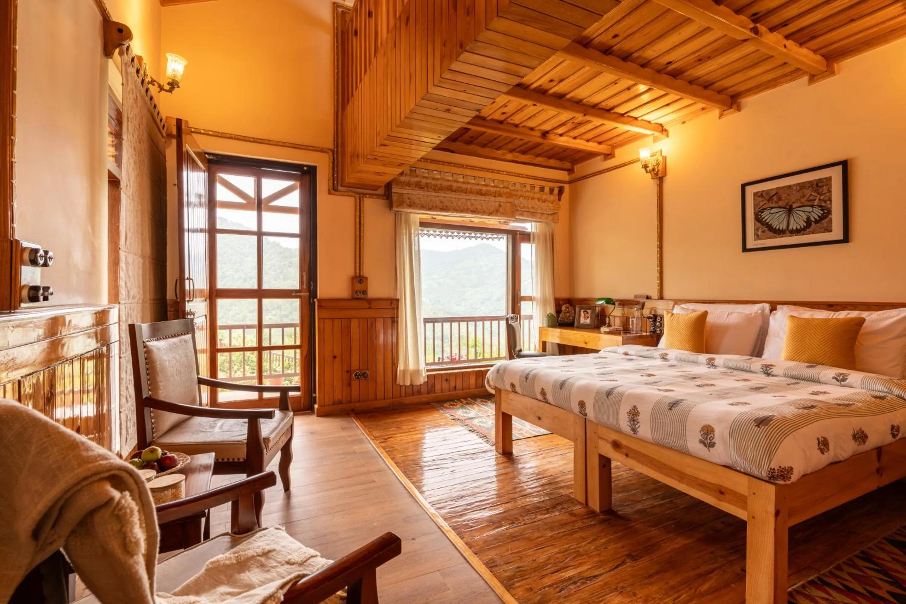 Bed in Parvada Bungalows