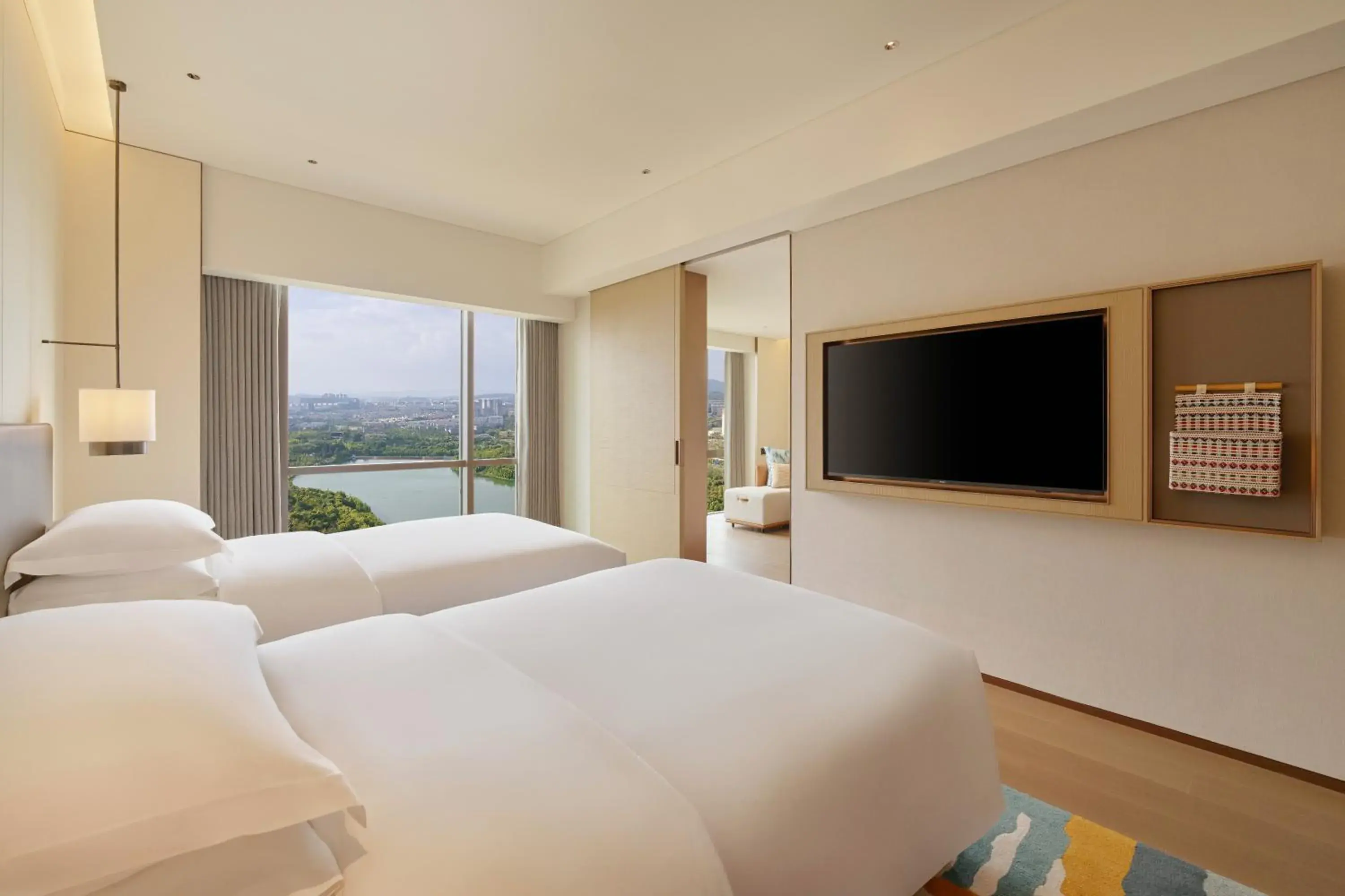 Twin Room with Two Twin Beds, Lake View and Sofa Bed in Hyatt Place Kunming South Railway Station Twin Room with Two Twin Beds, Lake View and Sofa Bed in Hyatt Place Kunming South Railway Station
