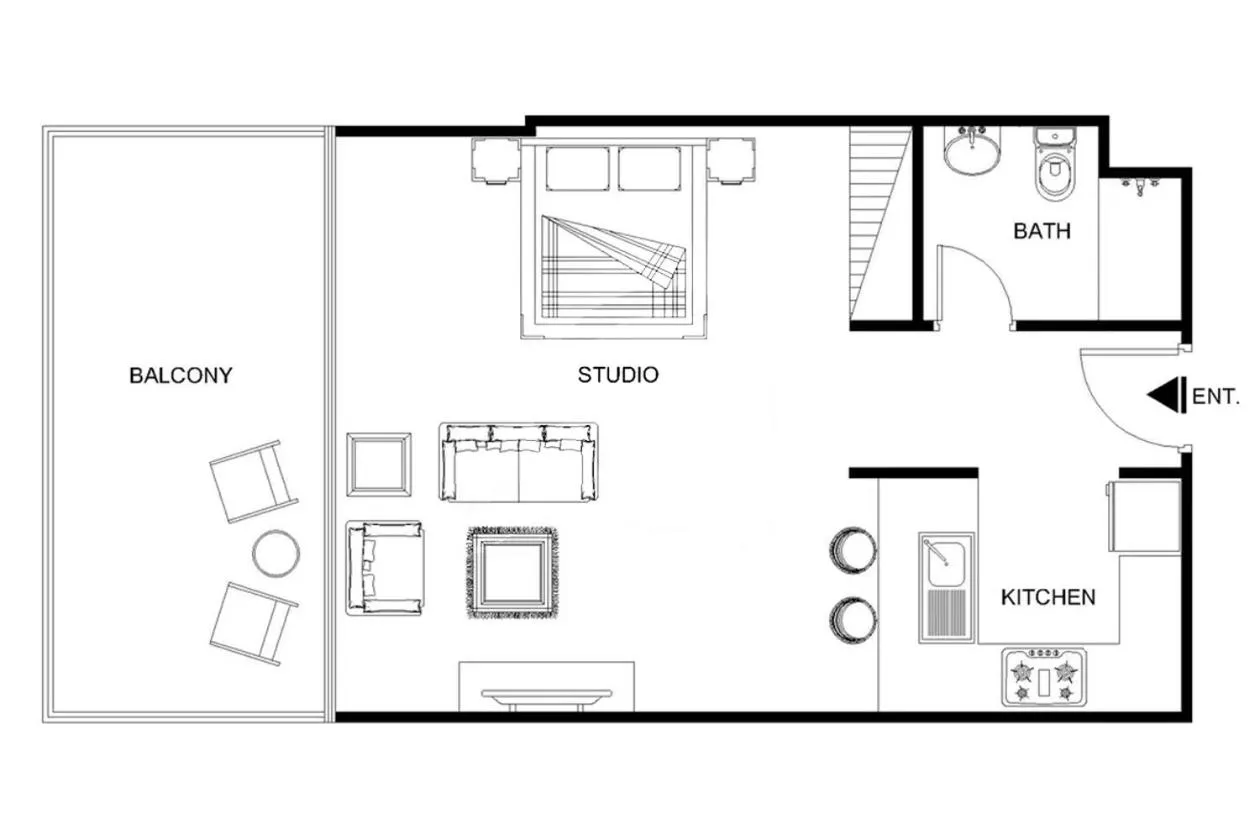 Floor plan in LUX The Silverene Marina View Studio 2