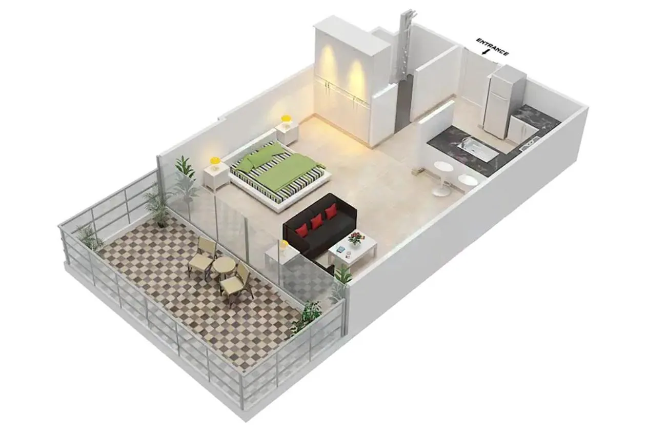 Floor plan in LUX The Silverene Marina View Studio 2