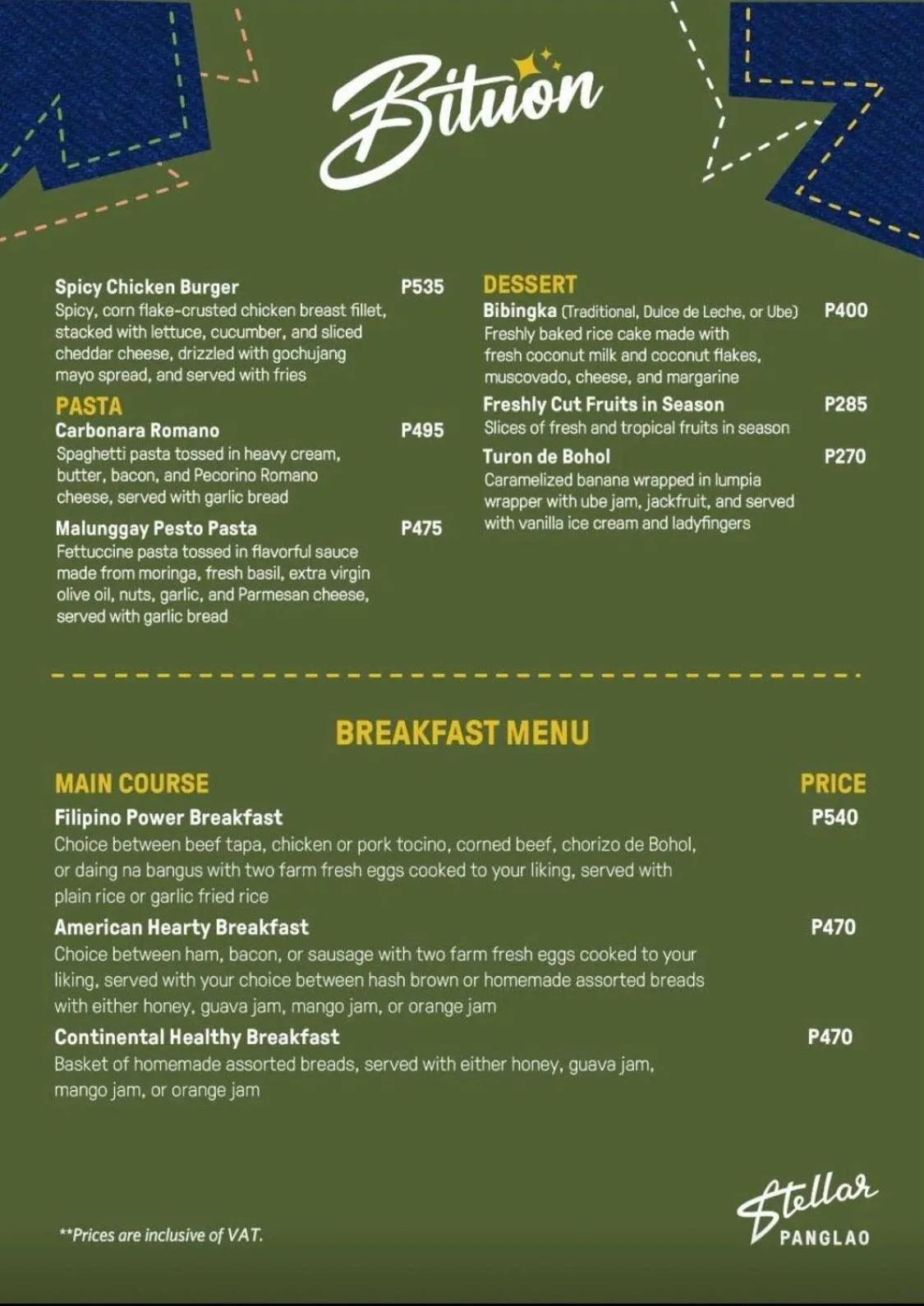 Restaurant/places to eat in Stellar Panglao