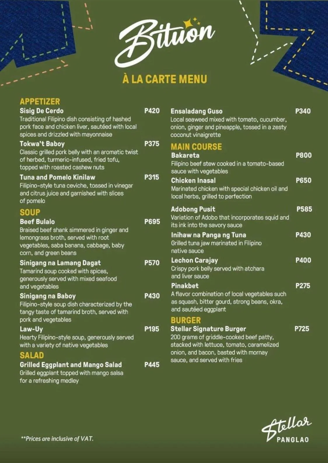 Restaurant/places to eat in Stellar Panglao