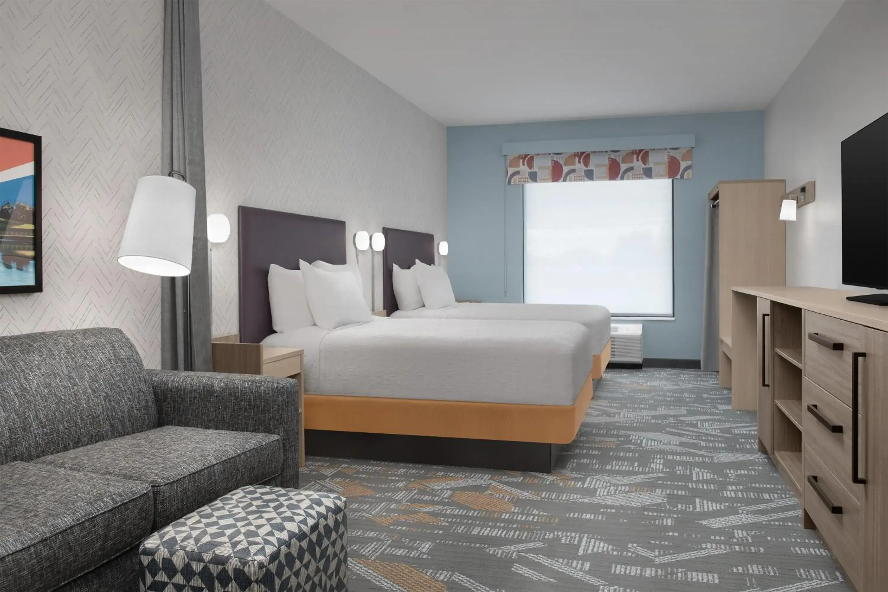 Living room, Bed in Home2 Suites By Hilton Syracuse Liverpool Airport Area Living room, Bed in Home2 Suites By Hilton Syracuse Liverpool Airport Area