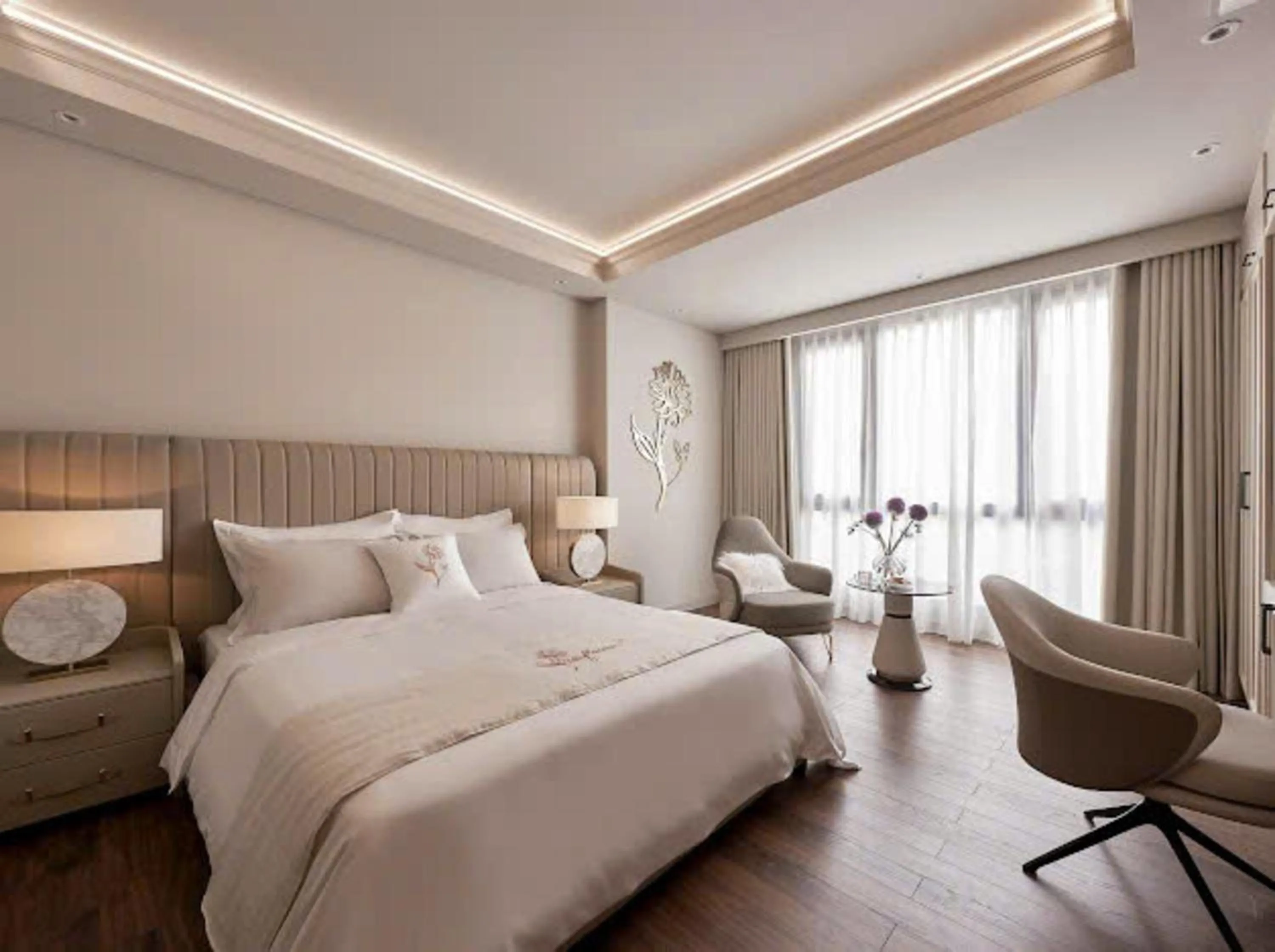Bed in Sunflower Apartment - Luxury Suite by THC Group