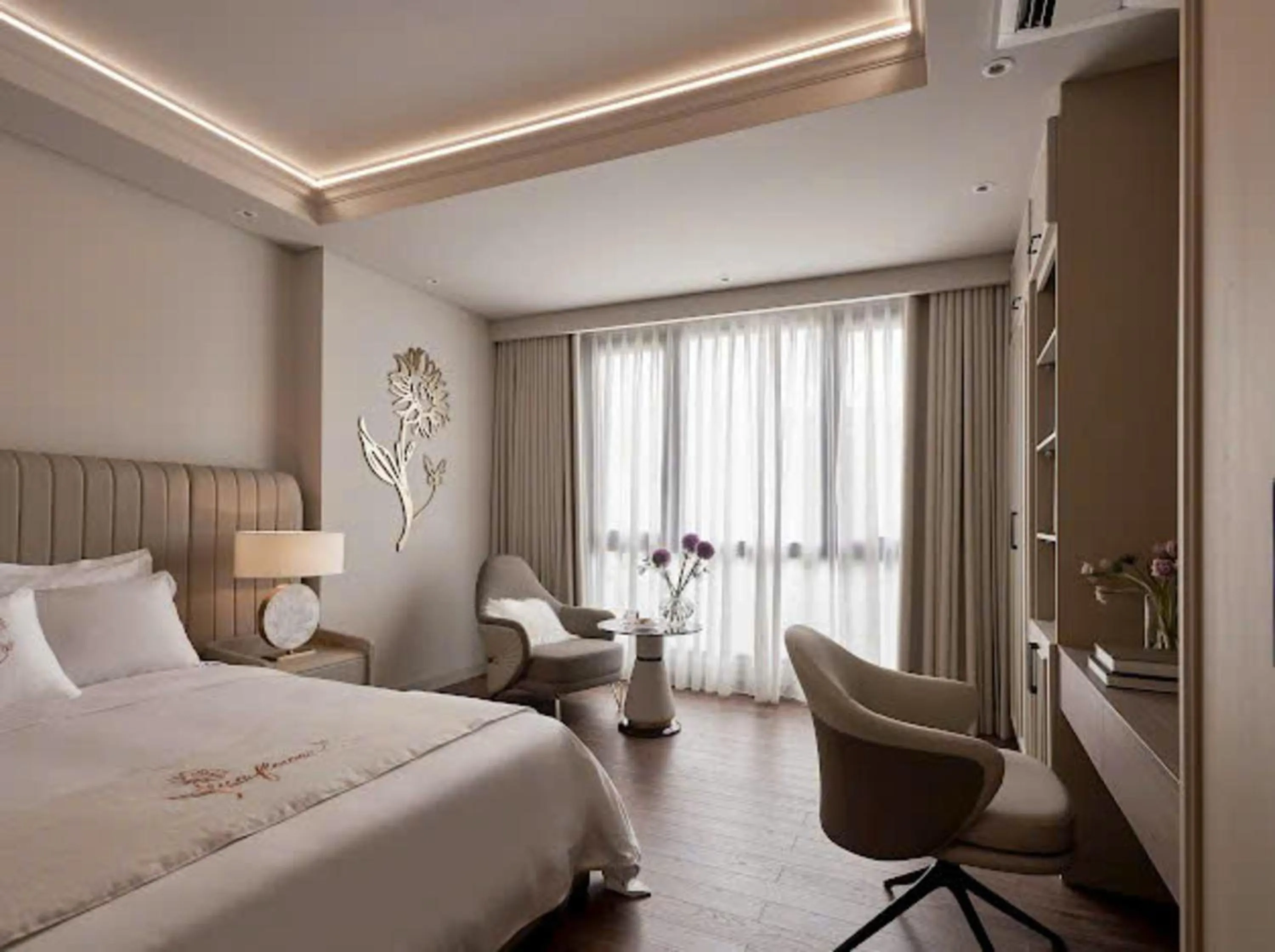 Bed in Sunflower Apartment - Luxury Suite by THC Group