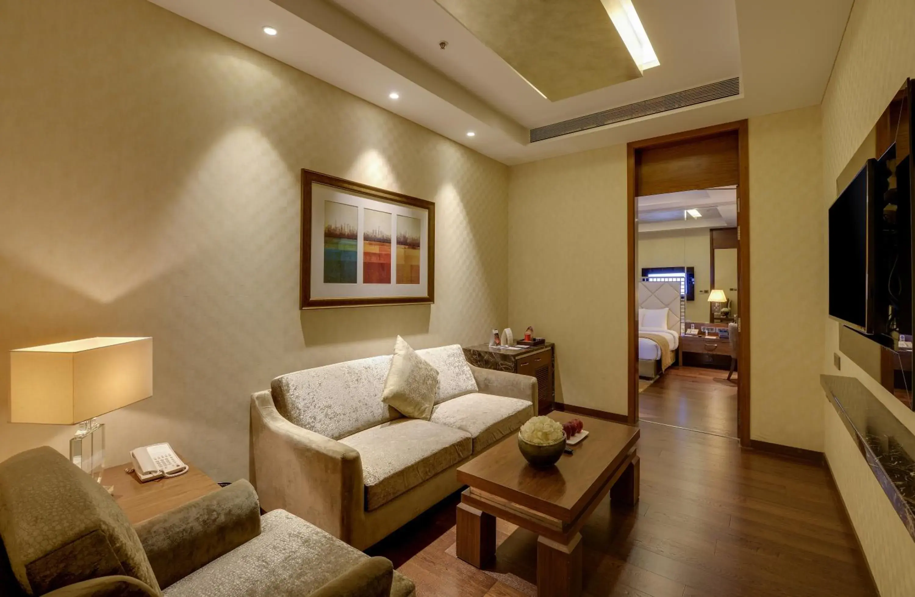 Living room, Bed in Niranta Transit Hotel Terminal 2 Arrivals/Landside Living room, Bed in Niranta Transit Hotel Terminal 2 Arrivals/Landside