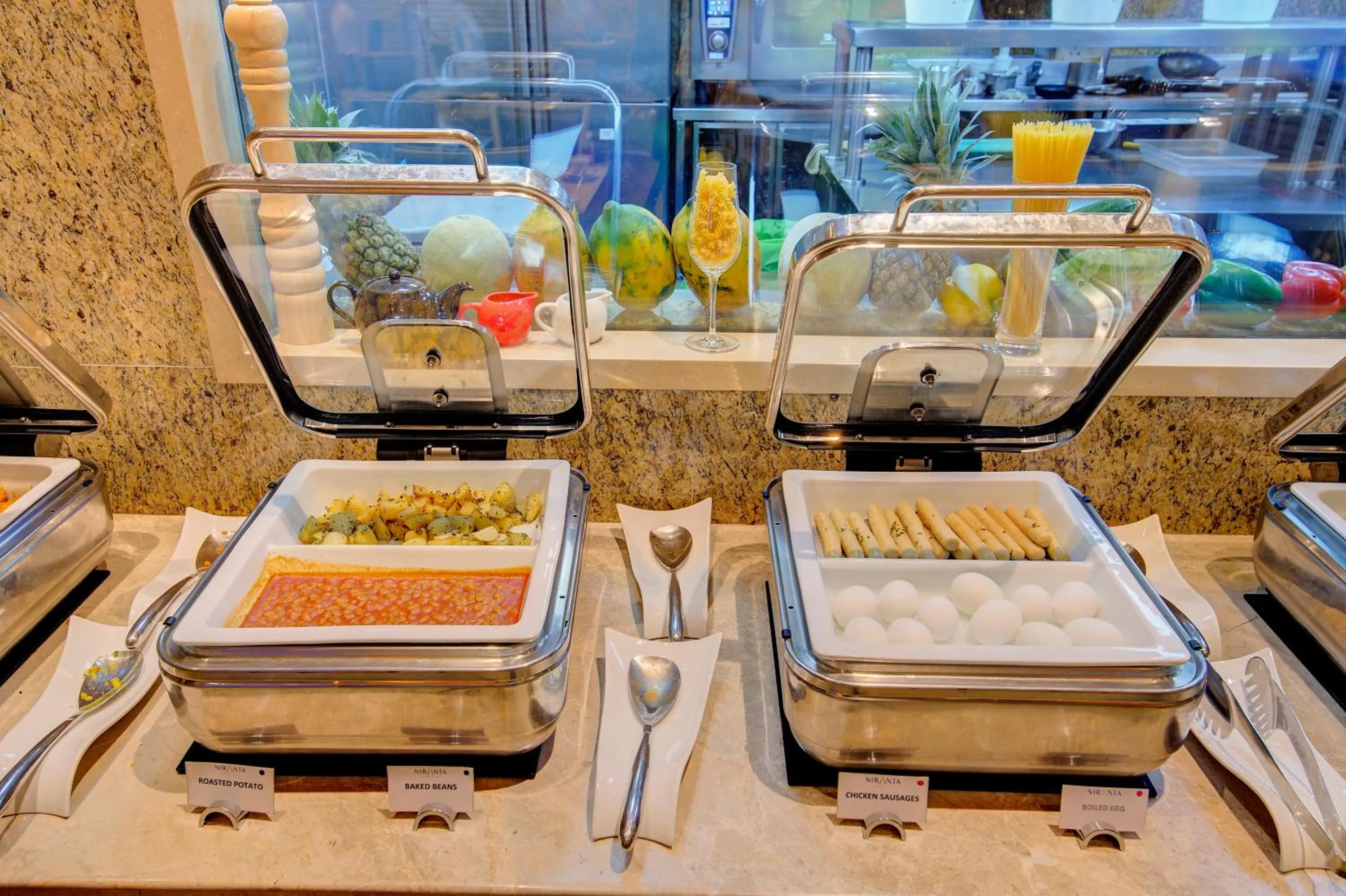 Buffet breakfast in Niranta Transit Hotel Terminal 2 Arrivals/Landside