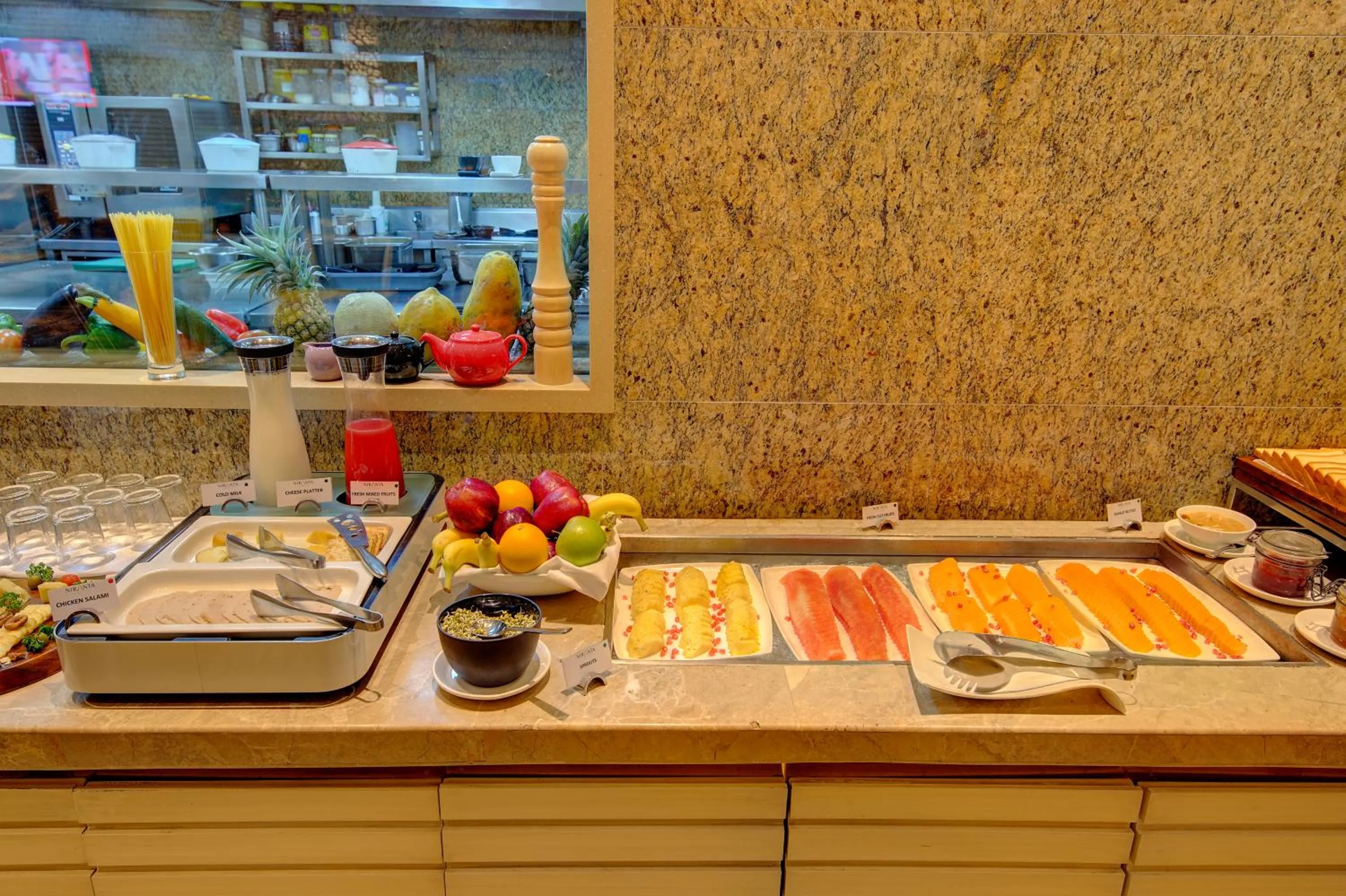 Buffet breakfast in Niranta Transit Hotel Terminal 2 Arrivals/Landside