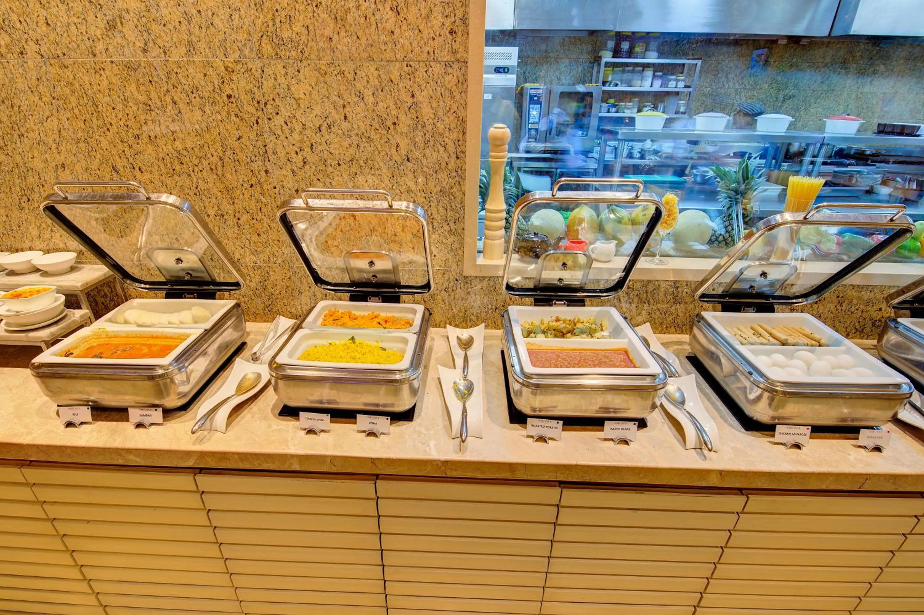 Buffet breakfast in Niranta Transit Hotel Terminal 2 Arrivals/Landside